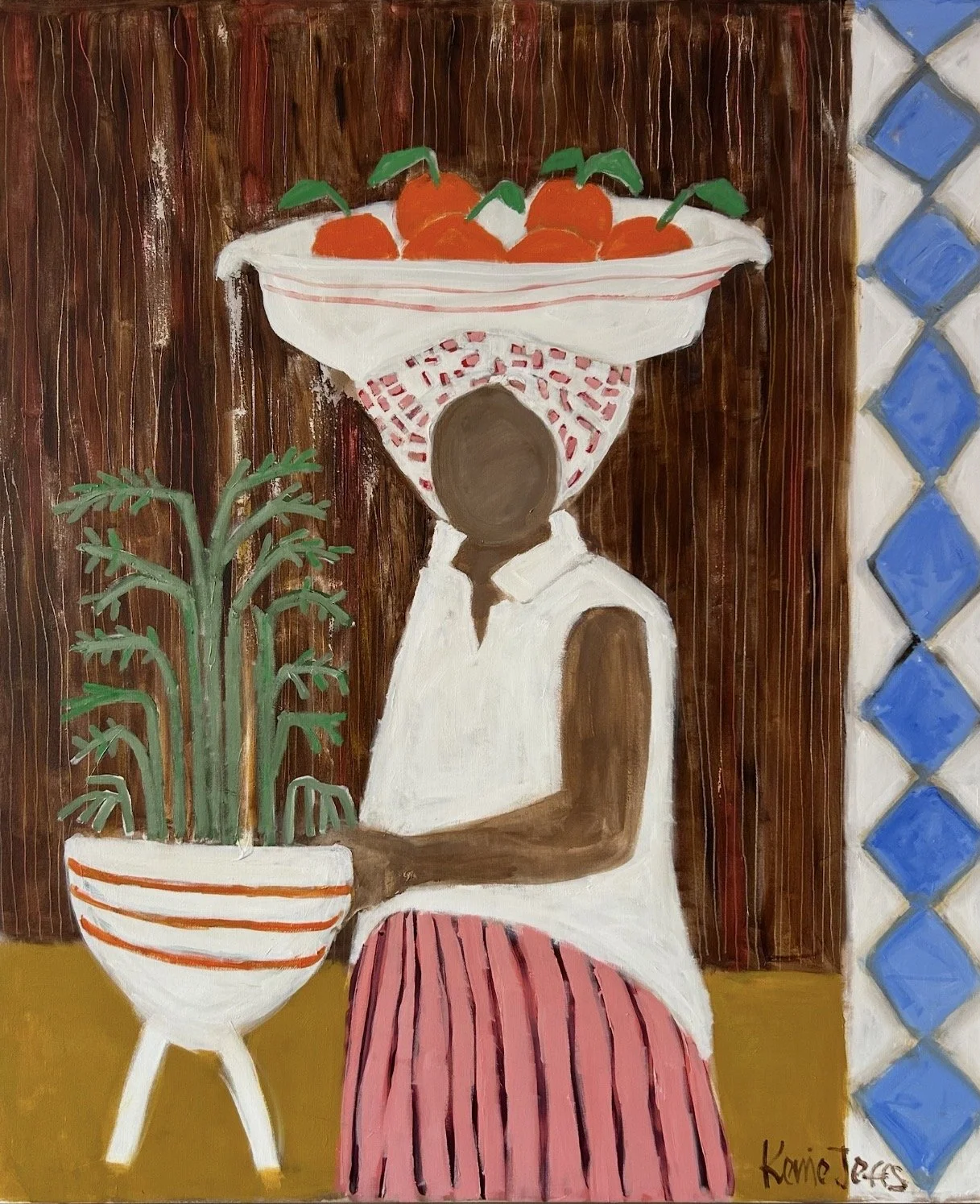Orange Basket 120 x 100 cm framed acrylic on canvas $4500