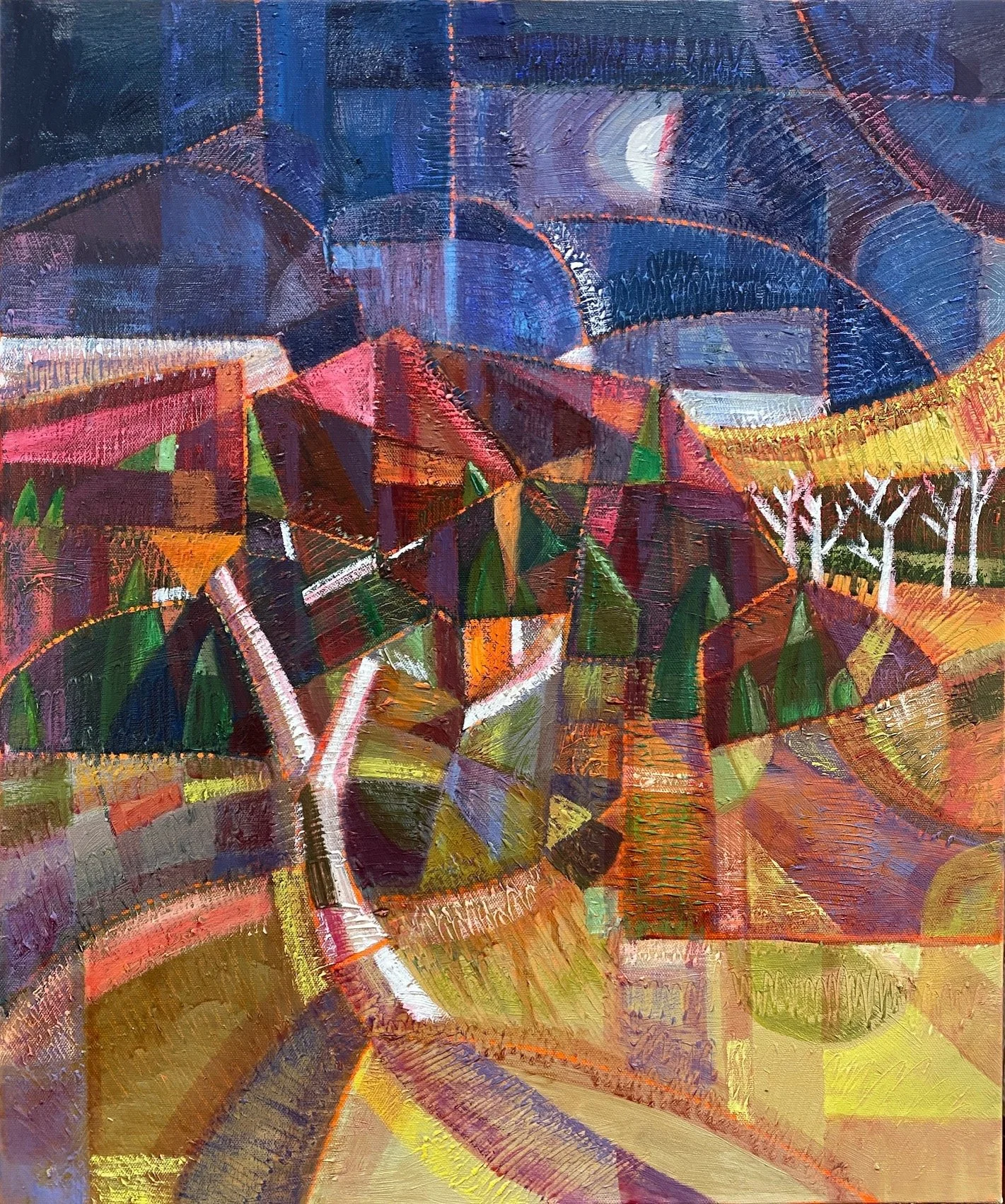 RACHEL HANNAN The Moon And The Ghost Tree 51 x 61 cm oil on canvas $1400