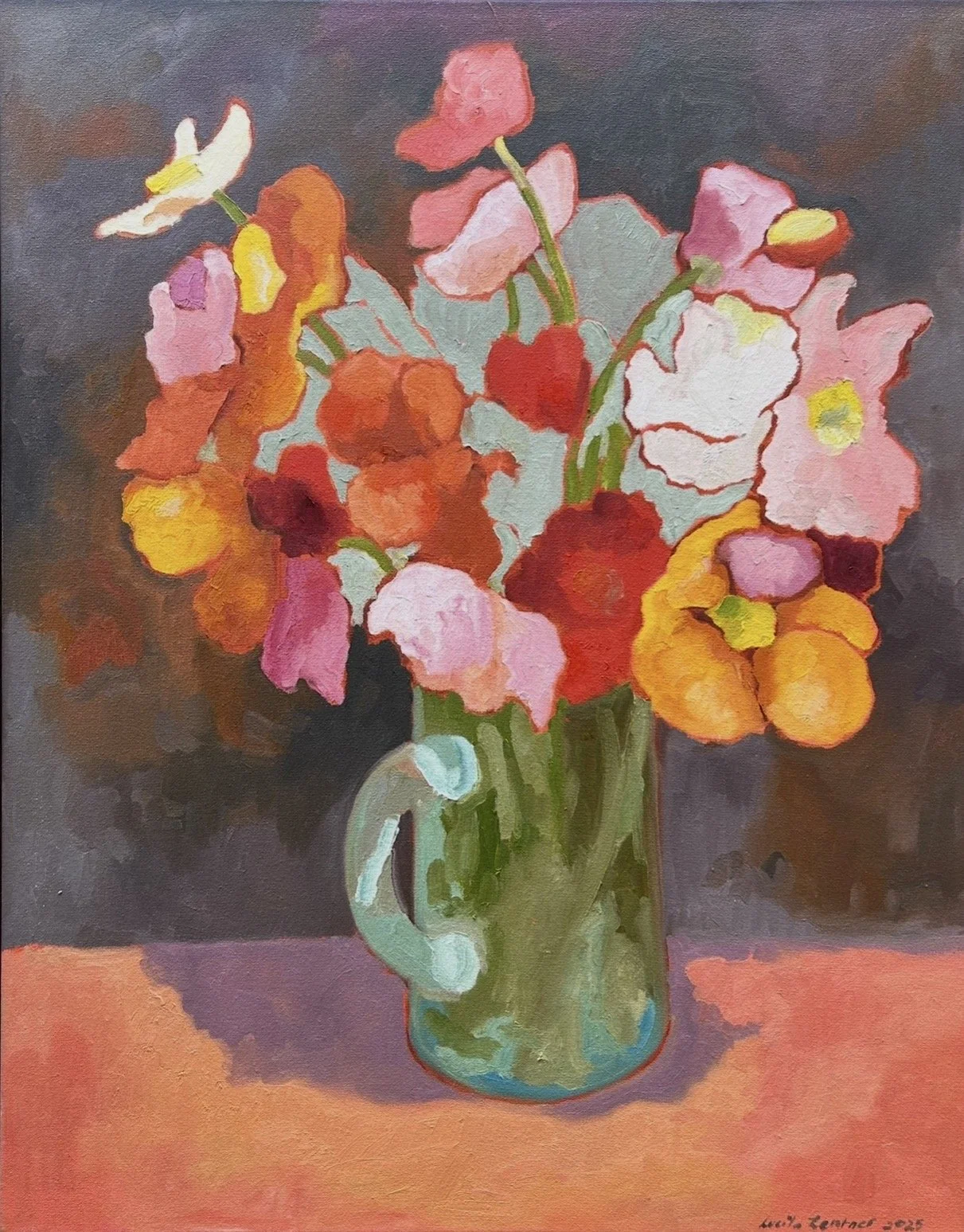 LUCILA ZENTNER Purple Poppies 83 x 66cm framed oil on canvas $6000