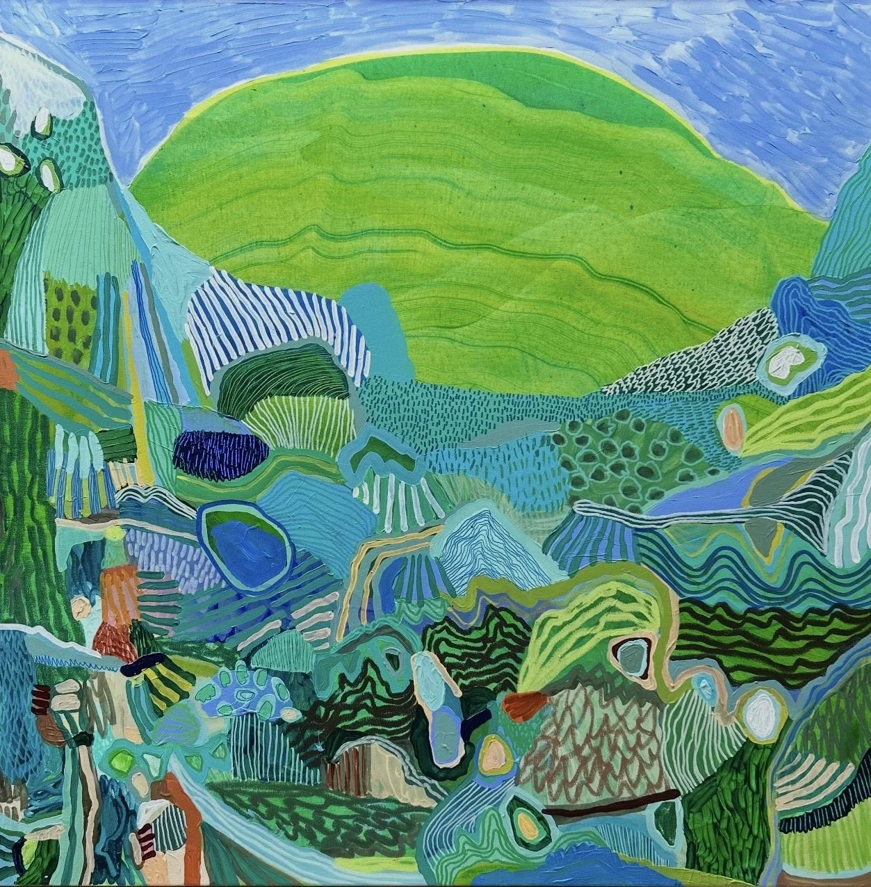 JONATHAN GEMMELL  Water Gully 101 x 101cm framed acrylic on canvas $3000