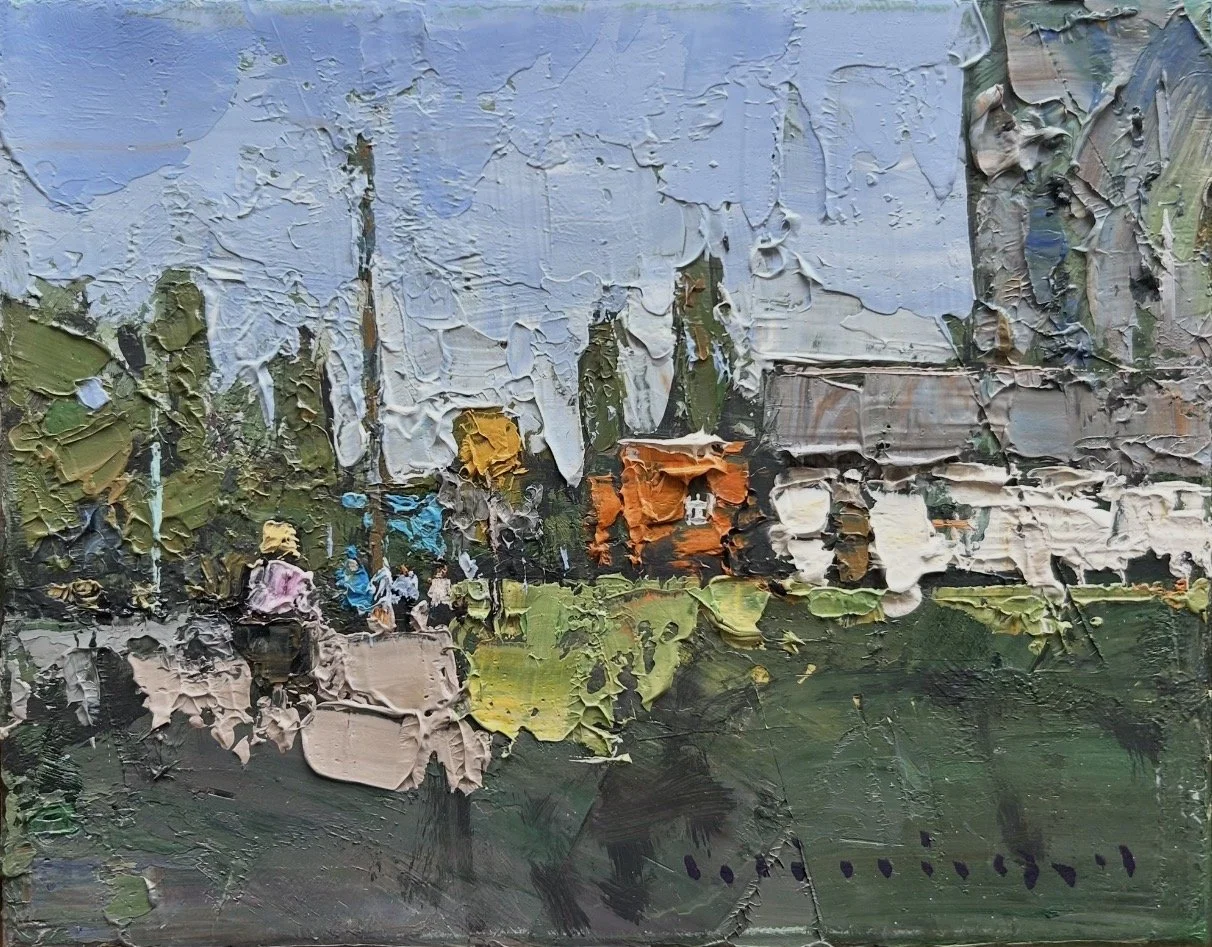 MINHAN CHO A Sunny Day In Redcliffe 20 x 25 cm framed oil on canvas $990