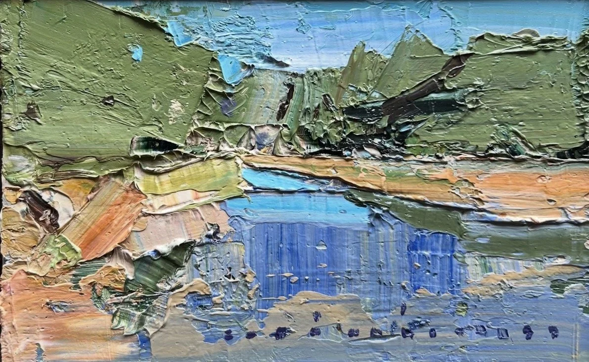 Deep Blue Reflections 20.5 x 12.5 cm framed oil on board $695