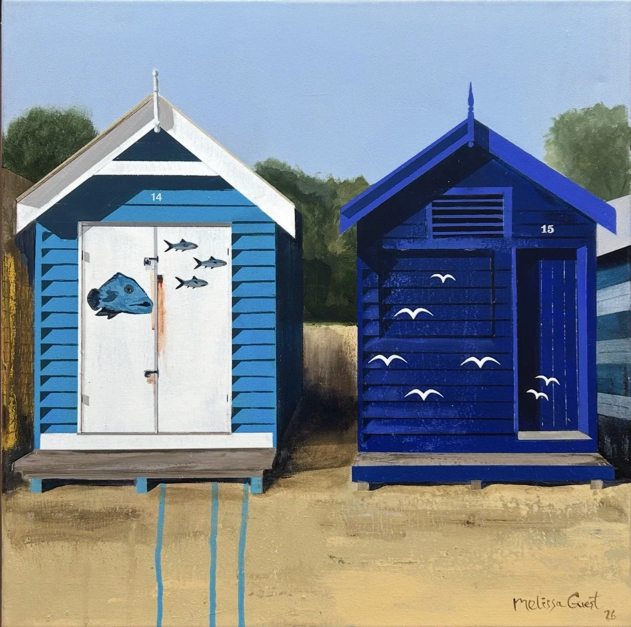 Dendy St 14 and 15   54 x 54 cm framed mkixed media on canvas $1850