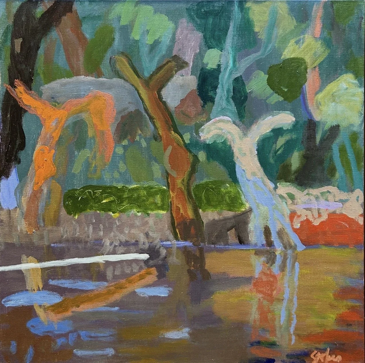 SALLY STOKES More Wonderful 76 x76 cm framed acrylic on linen $2500