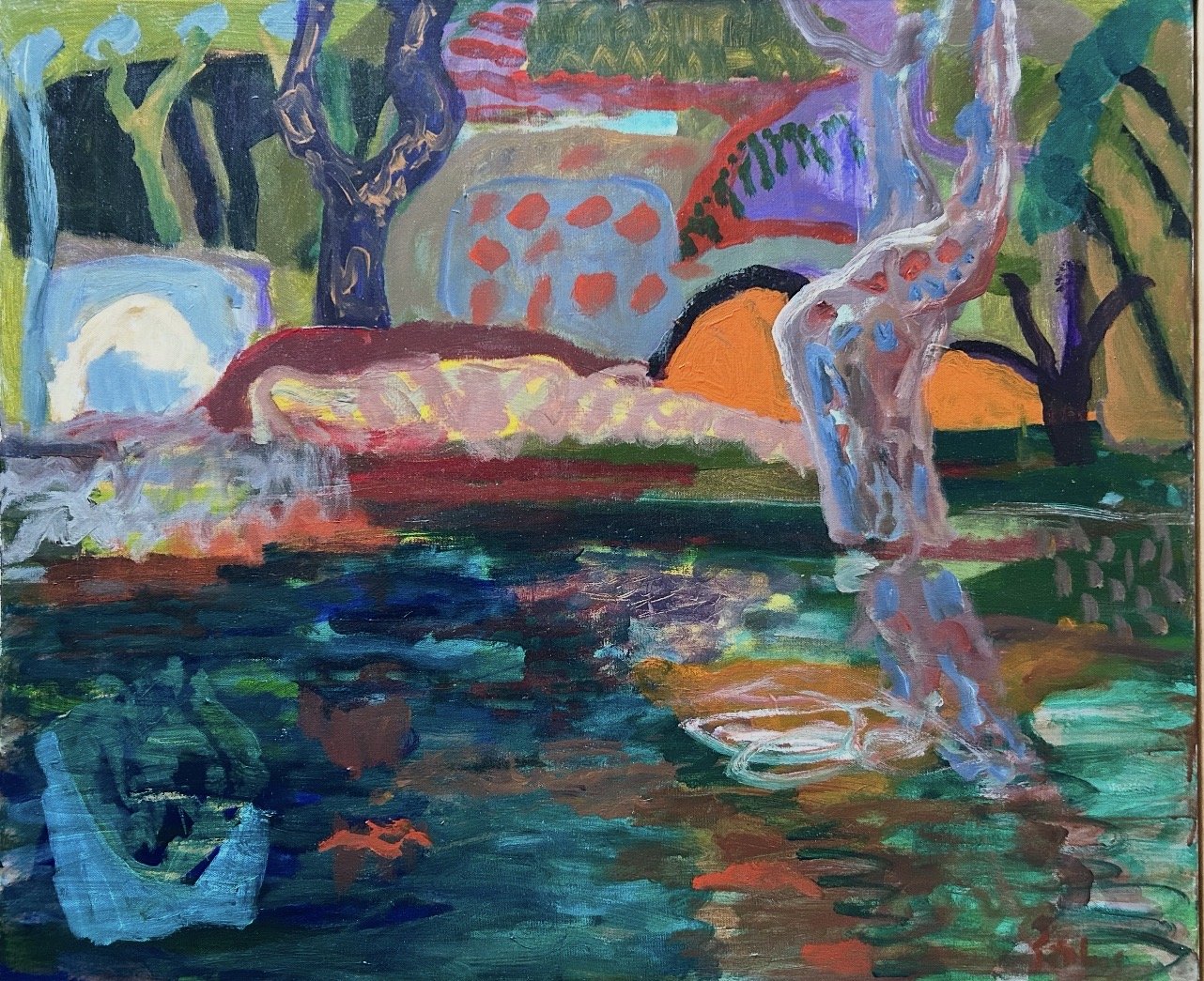 SALLY STOKES Unrepeatable Energy 76 x 92cm framed acrylic on canvas $3500