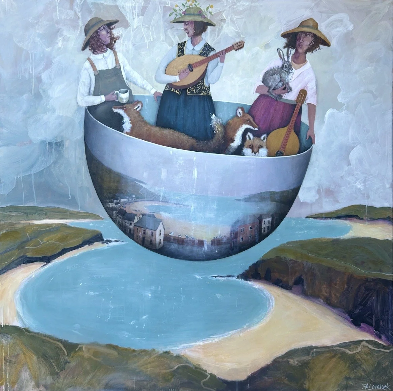 The Song of The Sisters 122 x 122 cm framed acrylic on canvas $9900
