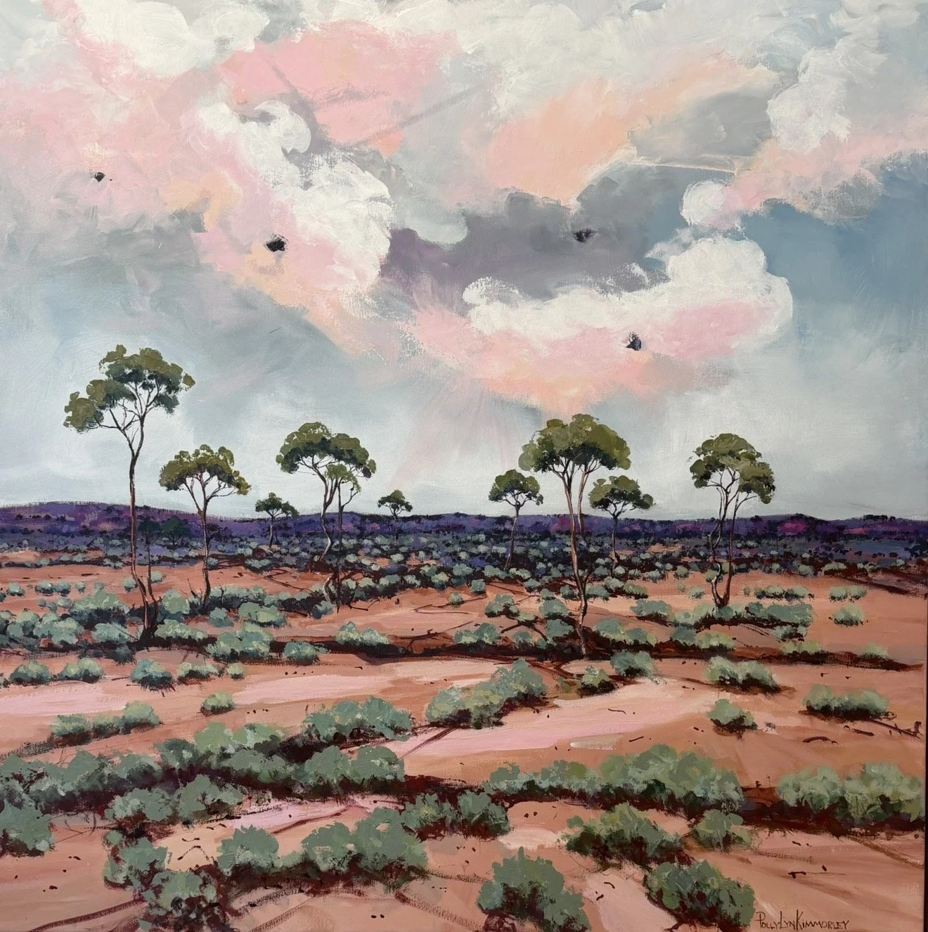 Silence on The Nullarbor 100 x 100 cm framed acrylic on canvas $3900