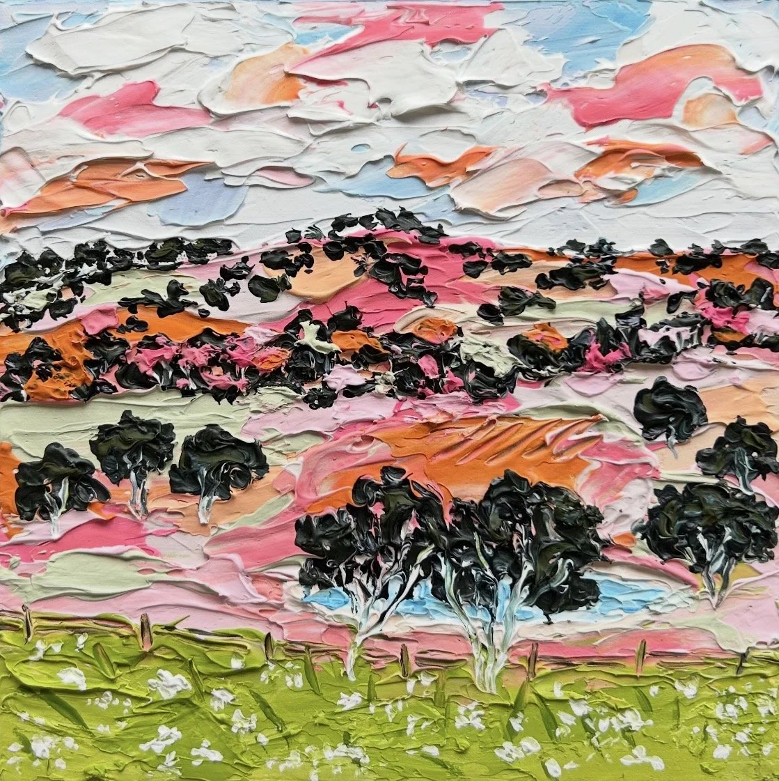 SIDD STUDIOS A Dream In The Hills 20 x 20cm framed acrylic on canvas $320