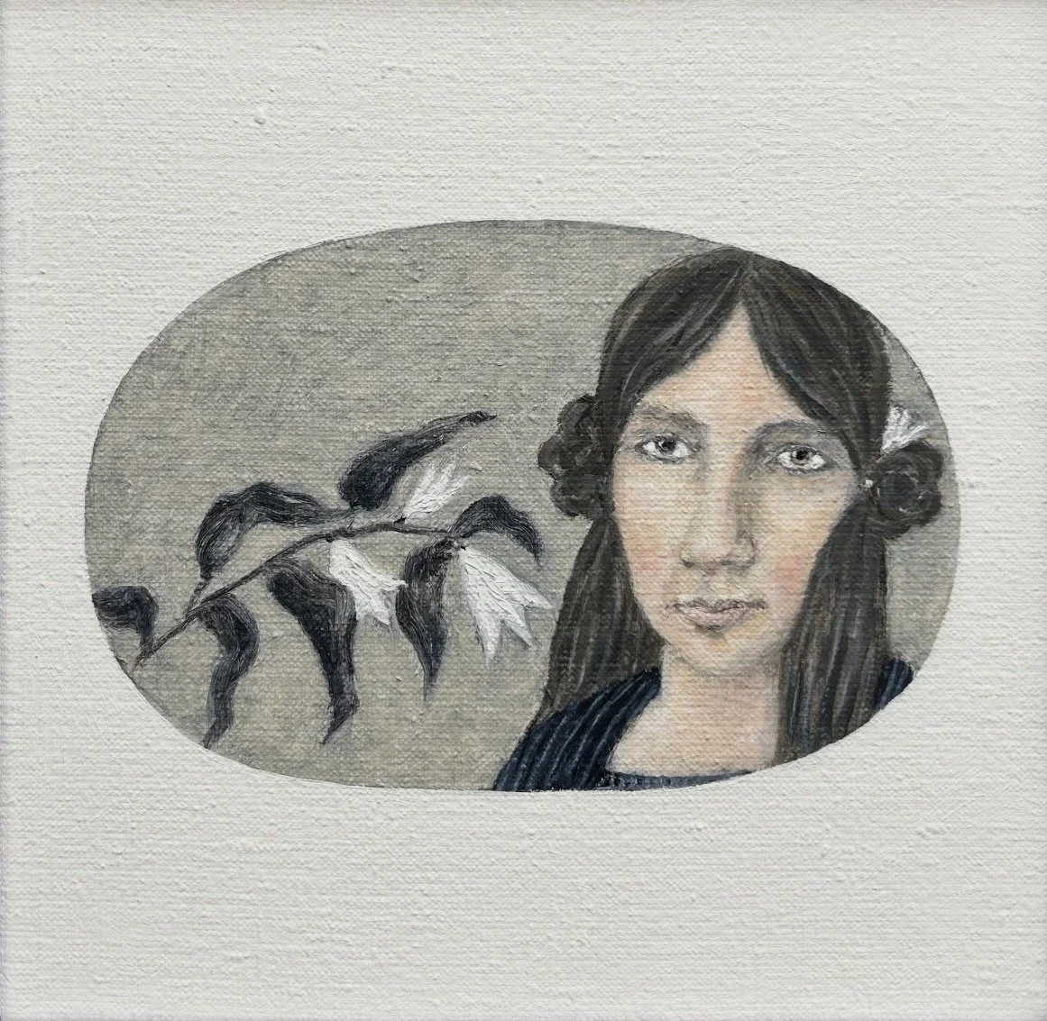 BRIGITA HAMMELL Blooming 25 x 25 cm framed oil on canvas $1100