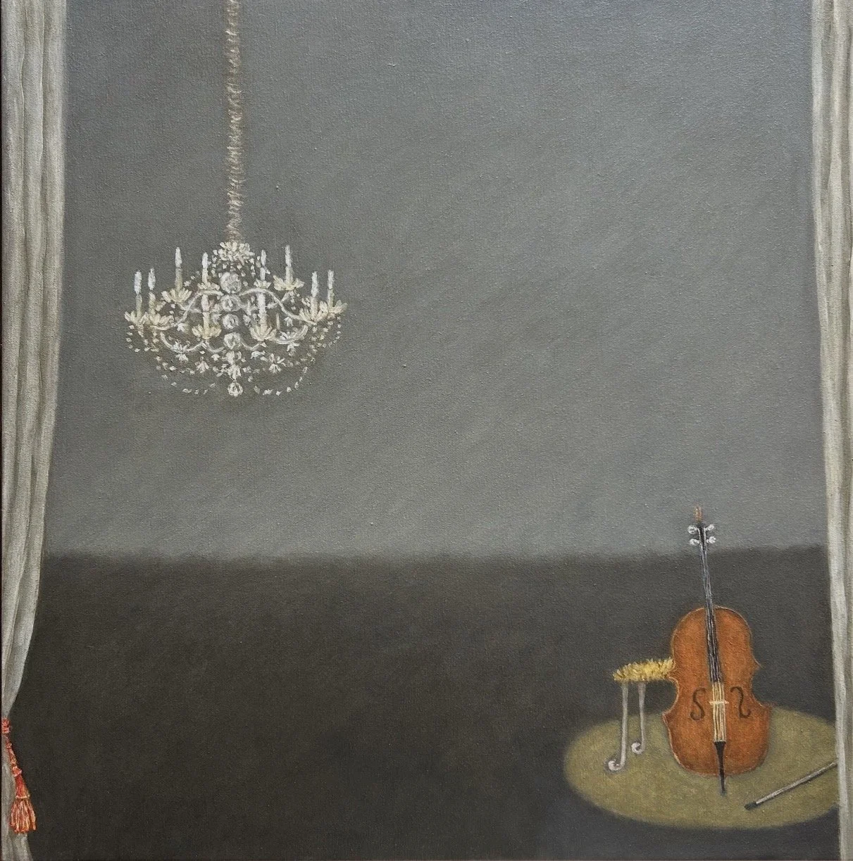 BRIGITA HAMMELL Anticipation 60 x 60 cm framed oil mon canvas $1990