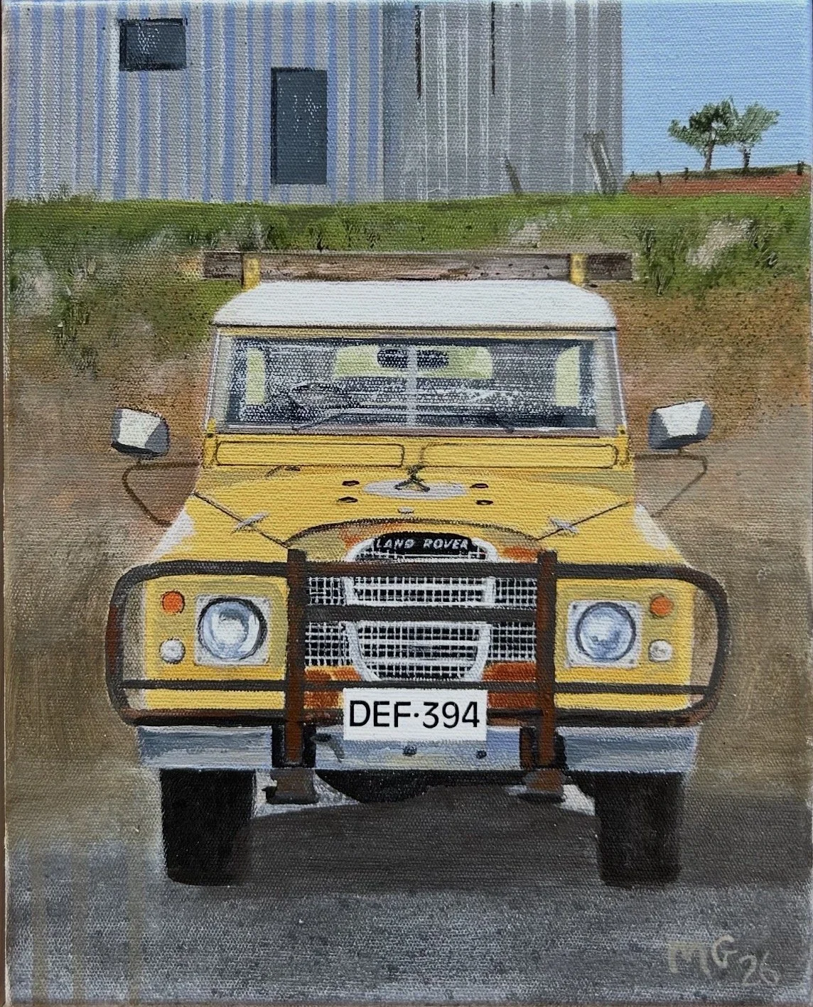MELISSA GUEST Gold Defender 28 x 23 cm framed acrylic on canvas $750