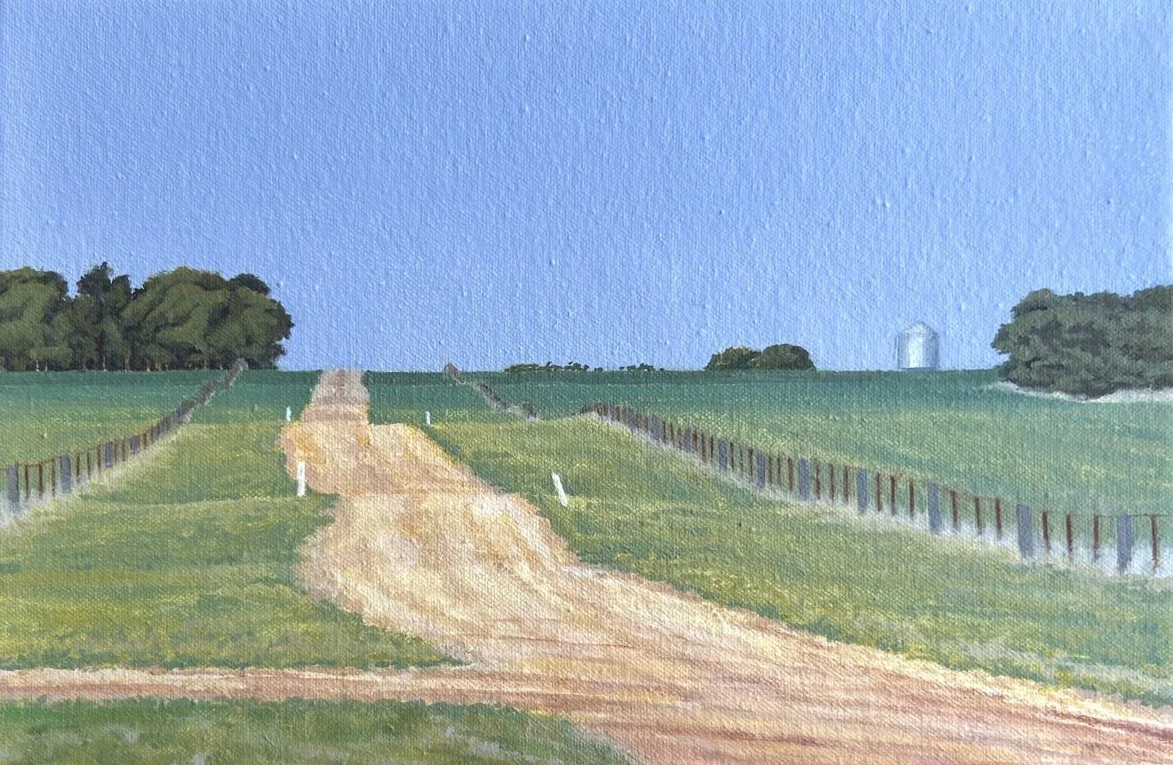 MALCOLM GARTSIDE Flat Track 20.5 x 30.5cm oil on canvas $900