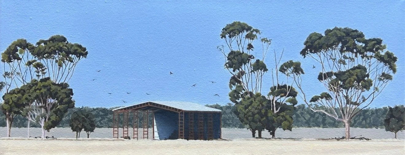 Shed With Crows 20.5 x 51 cm oil on canvas $1450