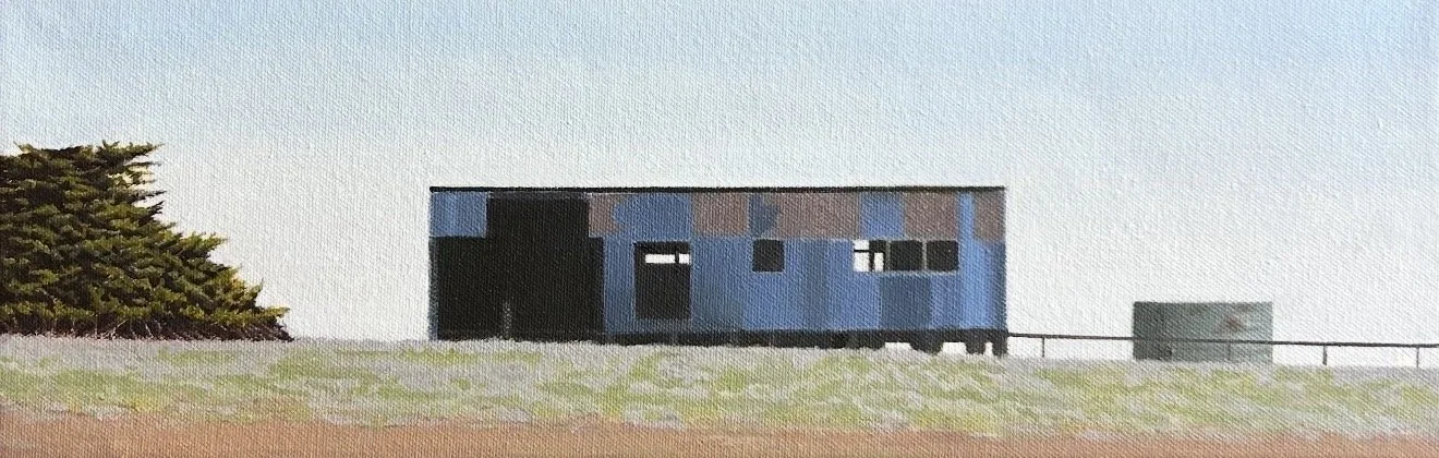 Blue Shed 15 x 45.5cm oil on canvas $1000