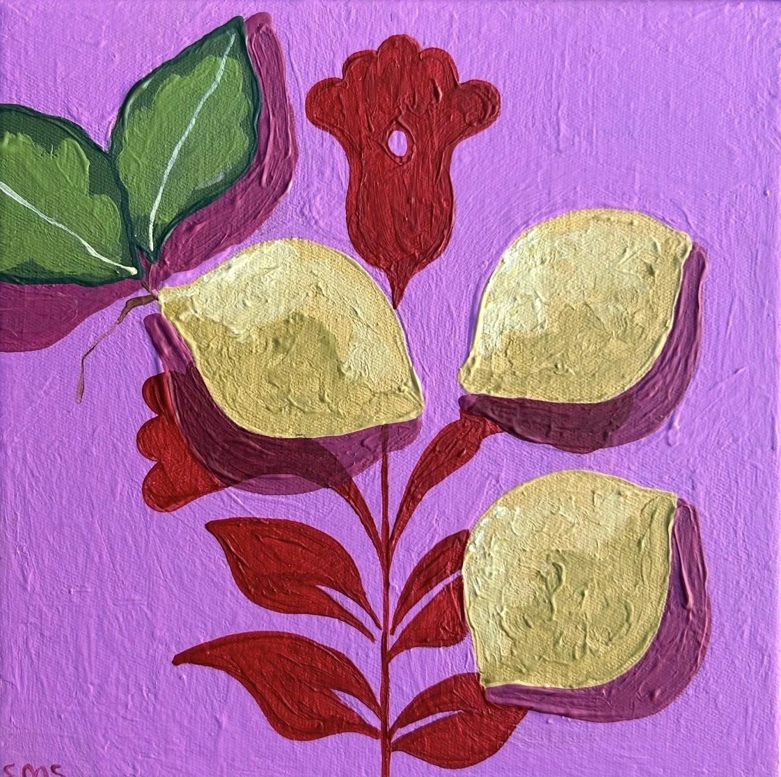 Pink Gin 20 x 20 cm framed acrylic on canvas $695