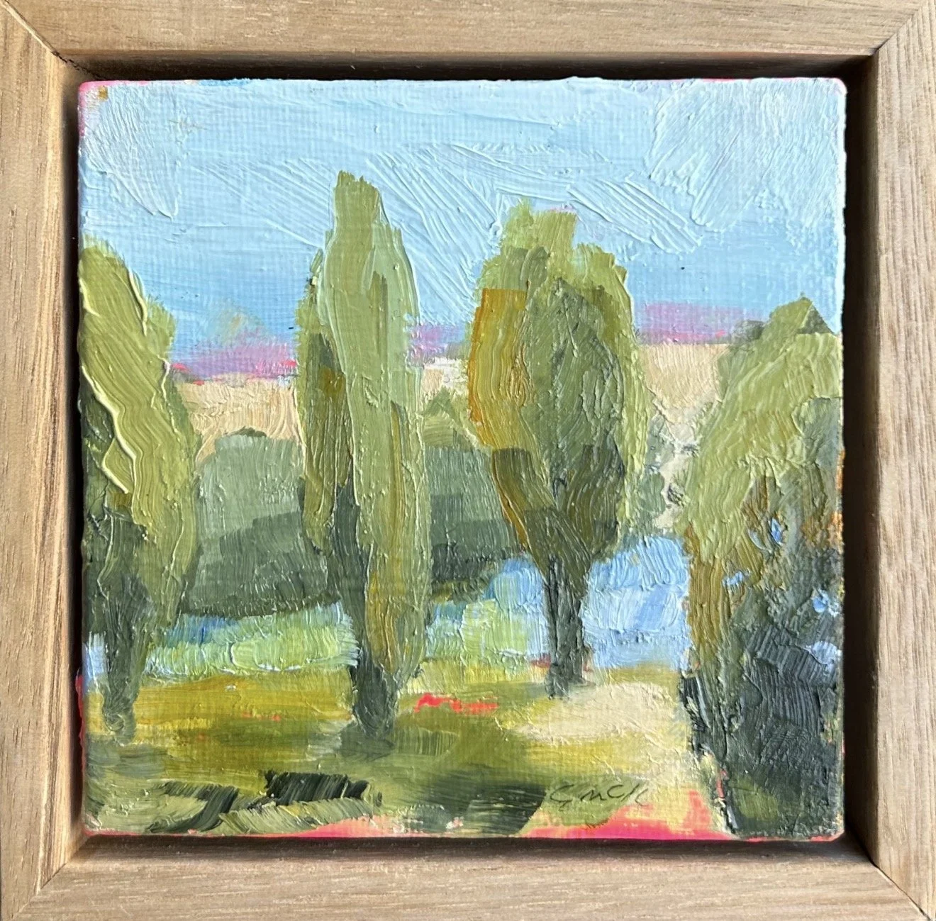 Tasmanian Autumn 13 x 13cm framed oil on canvas board $295