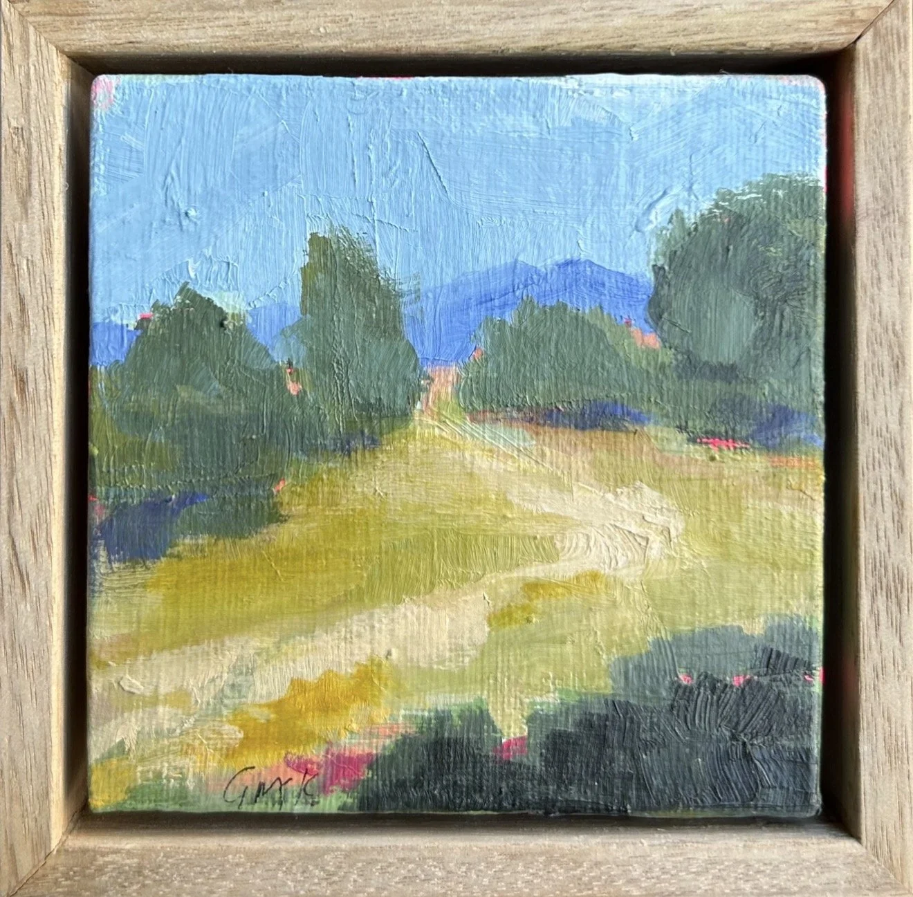 Springtime 13 x 13cm framed oil on canvas board $295