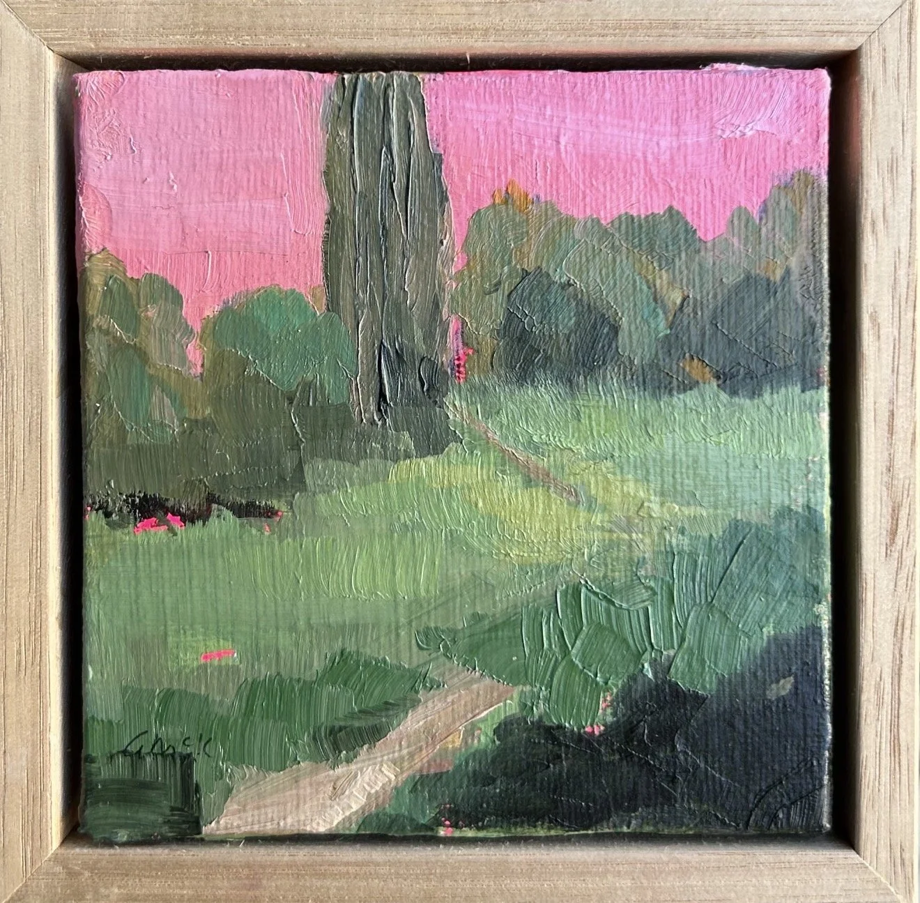 Dusk Fall II 13 x 13cm framed oil on canvas board $295