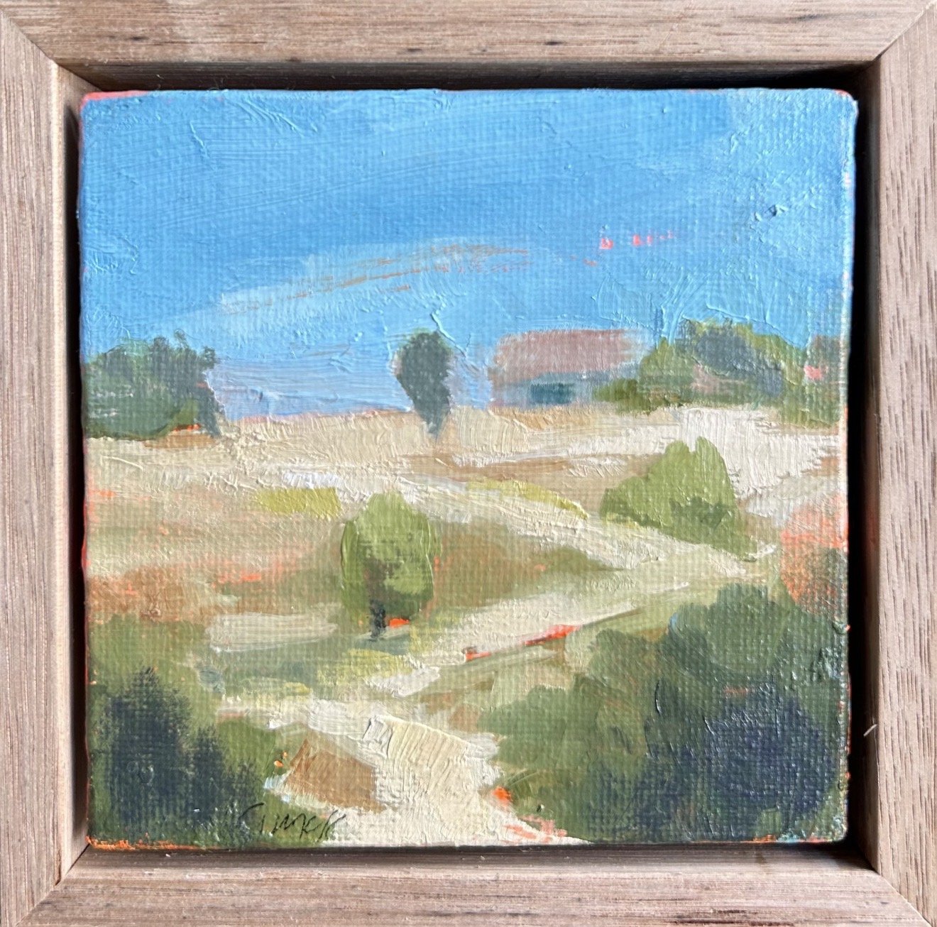 Earth and Sky II 13 x 13cm framed oil on canvas board $295