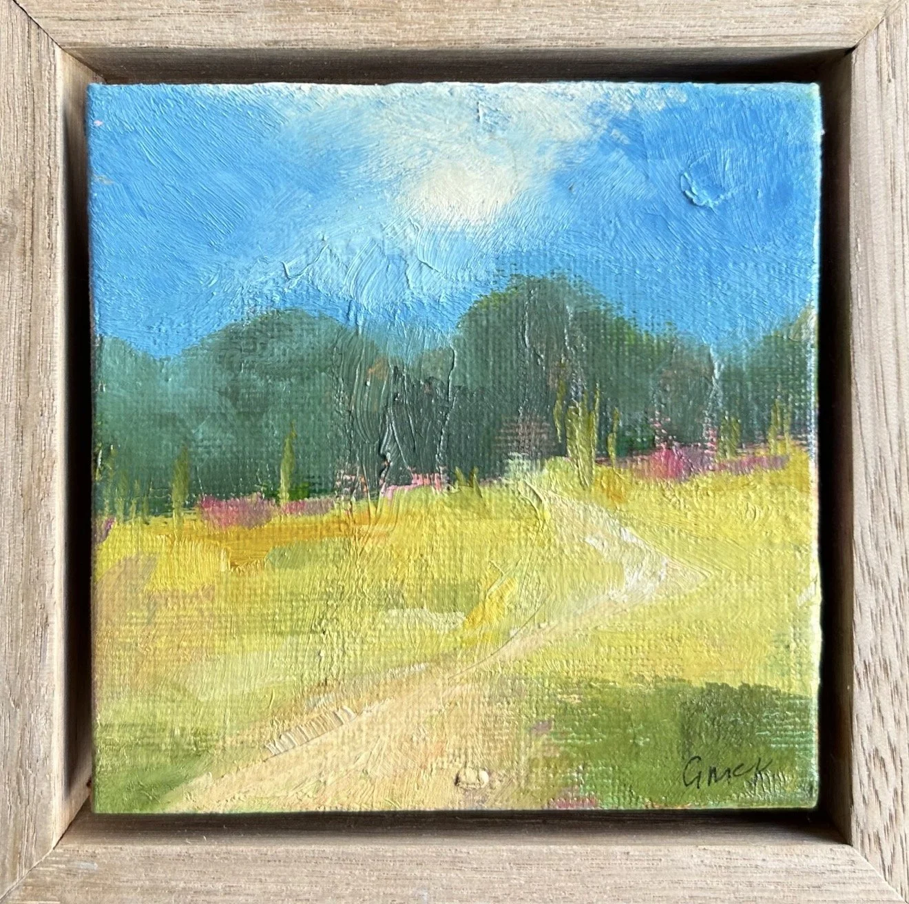 Bush At Rest 13 x 13cm framed oil on canvas board $295
