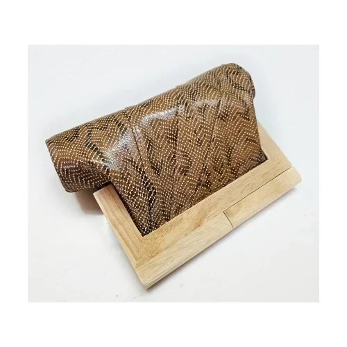 Snake Embossed Leather Clutch