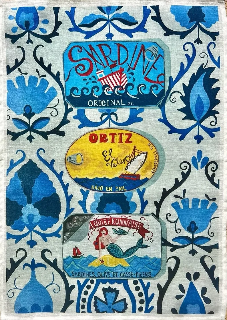 Emma Sheehan Tea Towel - Blue Sardines