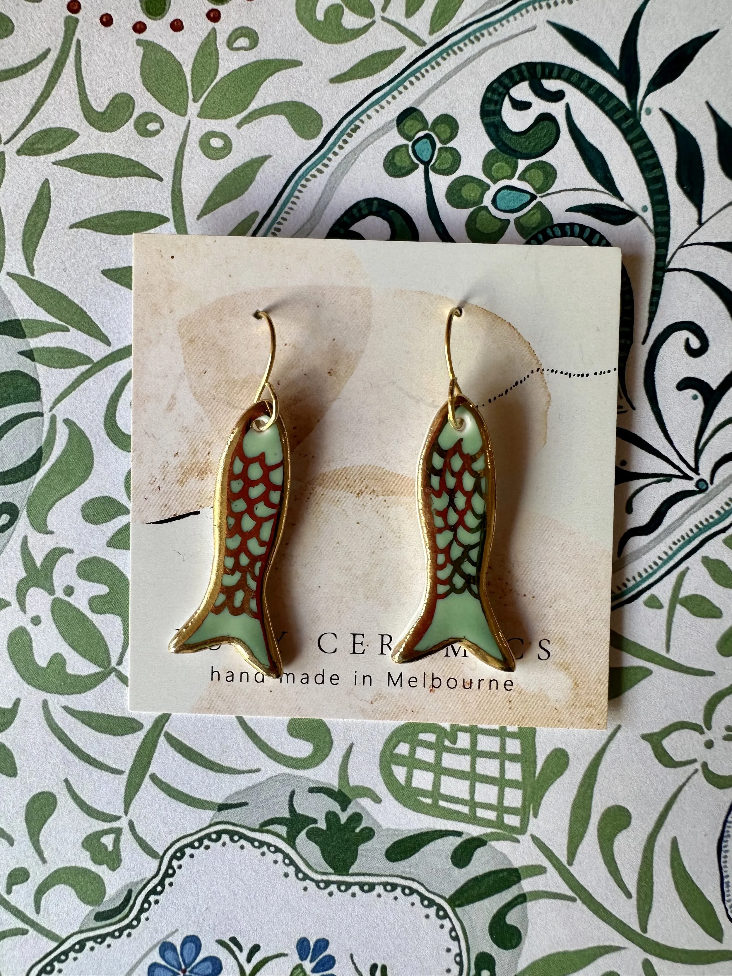 Green Sardines - Lucy Ceramic Earrings