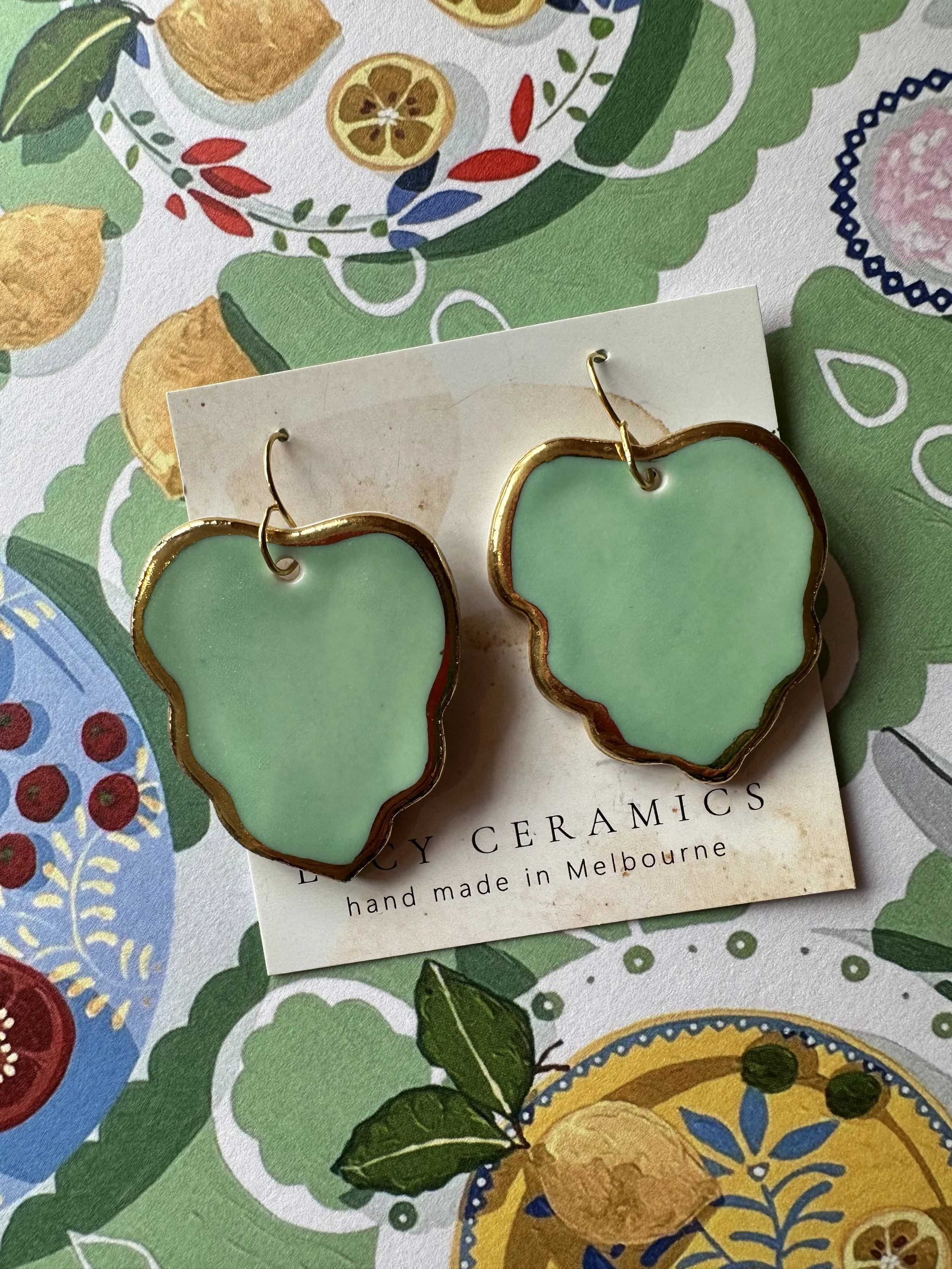 Light Green Organic - Lucy Ceramic Earrings