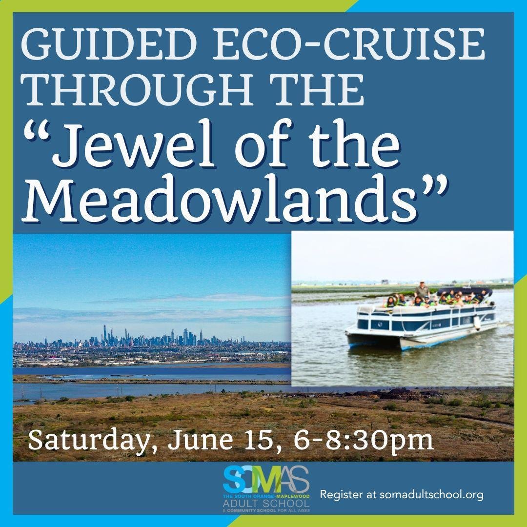 There's still time to register!
GUIDED ECO-CRUISE THROUGH THE &ldquo;JEWEL OF THE MEADOWLANDS&rdquo;
This Saturday, June 15, 6-8:30pm

Join our group aboard the Hackensack Riverkeeper&rsquo;s specially rigged 30-foot pontoon boat for a guided cruise 