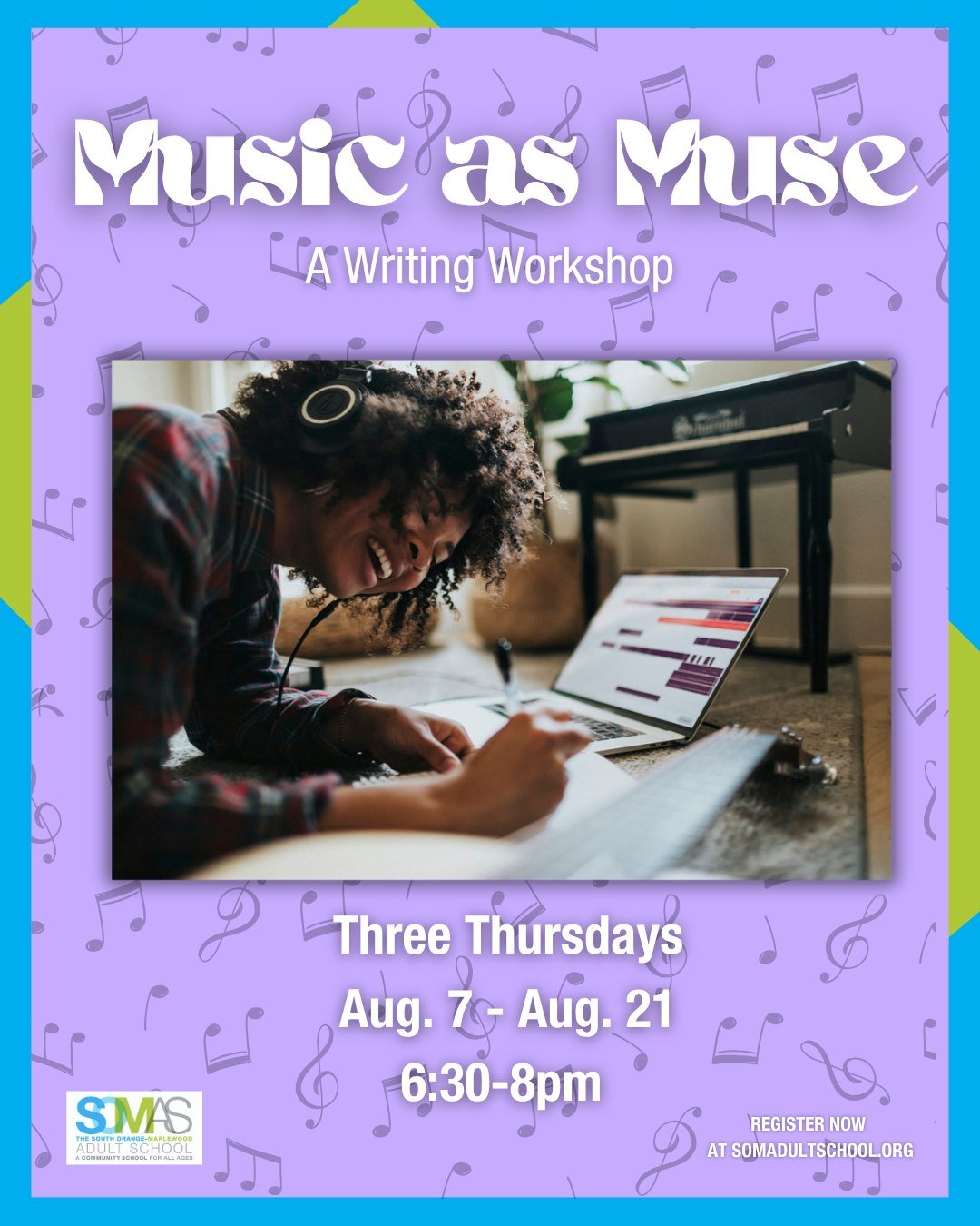 NEW! Music as Muse: A Writing Workshop, starts Thursday, Aug. 7 🎶

Have you ever listened to a song and felt completely transported? In this workshop, we&rsquo;ll explore how to harness the power of music to create immersive scenes in your writing. 