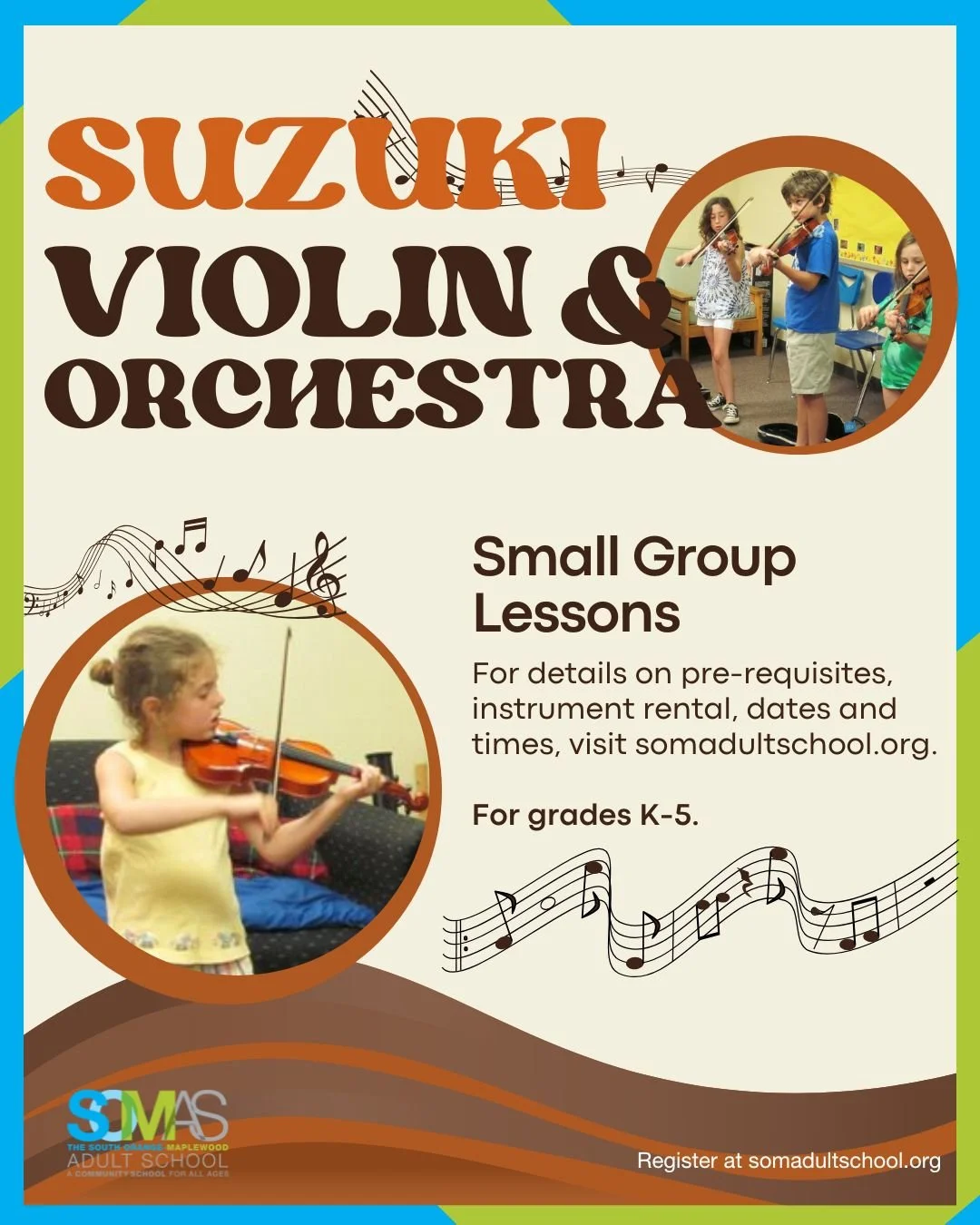 We offer Suzuki Violin and Orchestra Instruction for grades K-5 from expert instructors! 

We have classes ranging from beginner to more advance levels. All Suzuki classes are held at Columbia High School. For details on prerequisites and instrument 