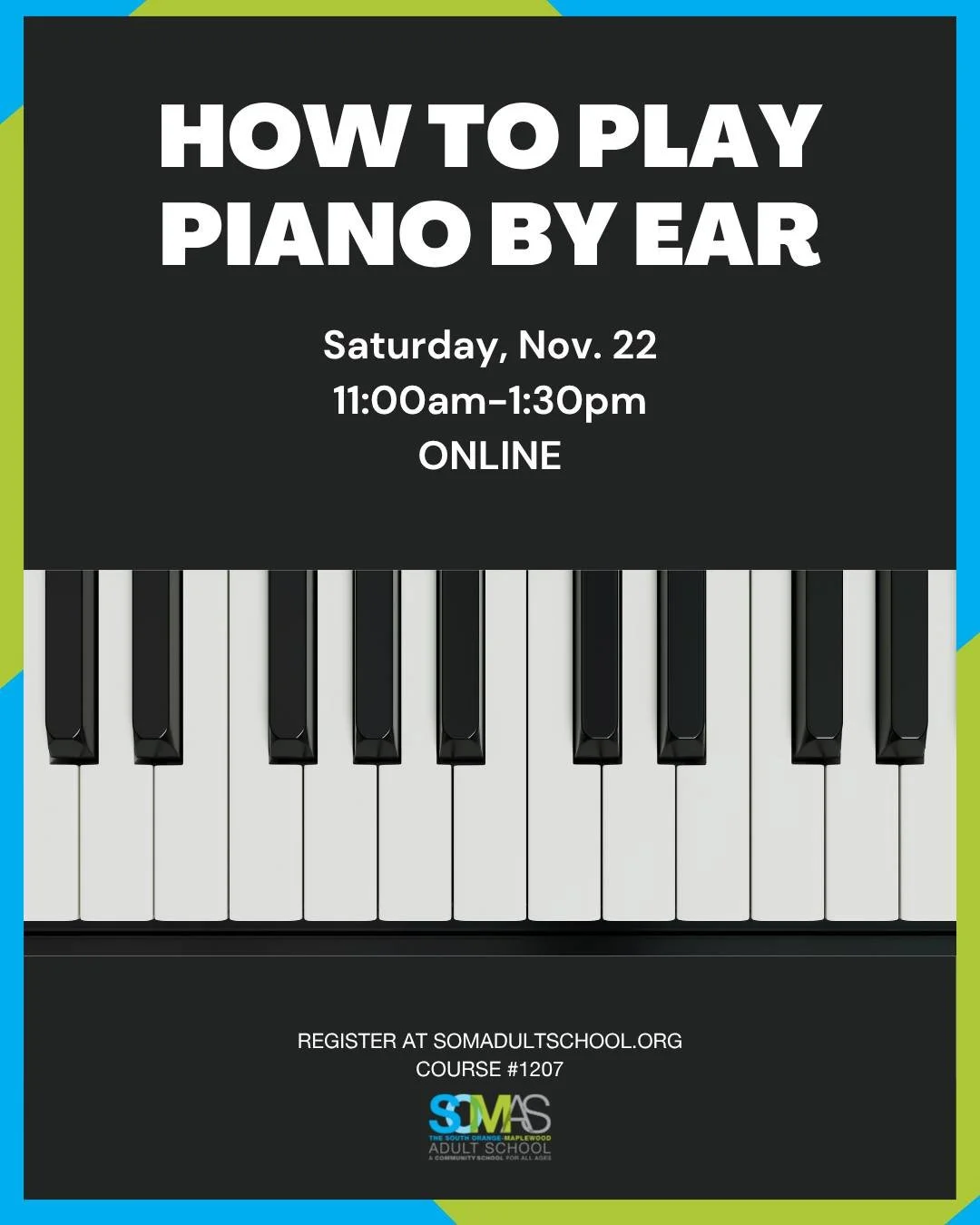 &quot;How to Play Piano By Ear&quot; returns this Saturday, Nov. 22 🎹

Learn one of music&rsquo;s deepest mysteries: how to play songs without relying on music. A practical presentation of music theory including predicting chord progressions, learni