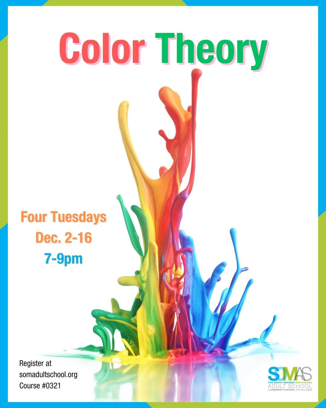 Color Theory returns on Tuesday, Dec.2! 

This class will offer an immersive experience into understanding and applying the principles of color in art and design and have fun in the process. Projects are designed to explore color interaction and colo