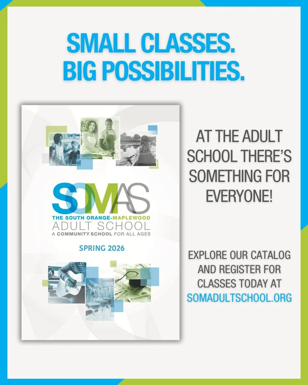 Spring registration is officially open! 🌷 We've created an inspiring and exciting semester filled with all your usual favorites plus several new classes, trips, events and lectures! Head to somadultschool.org now to explore the catalog and register!