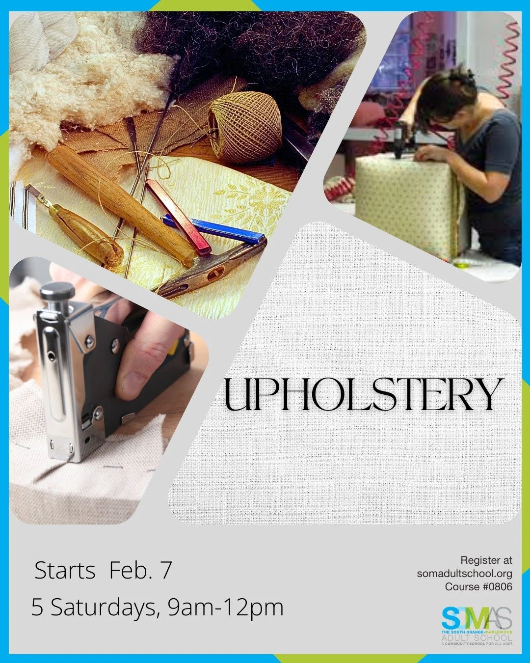 There are only a few spots left for our "Upholstery" class, starting on Feb. 7! 

Don't miss this opportunity to learn the methods of professional upholstery to create a newly upholstered chair, ottoman, or small furniture piece.

Register 
