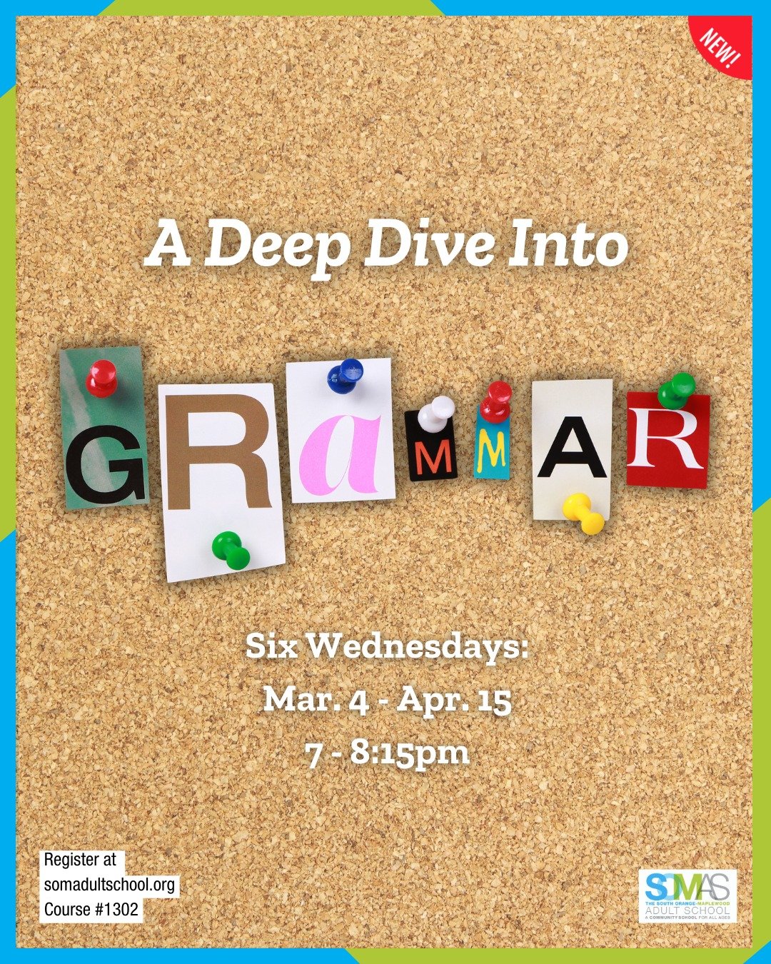 NEW: Join us for "A Deep Dive Into Grammar," starting on Mar. 4! 

Improve your writing by learning the technical aspects of sentence building. Good sentence structure is the foundation of effective writing and clear communication. If you w