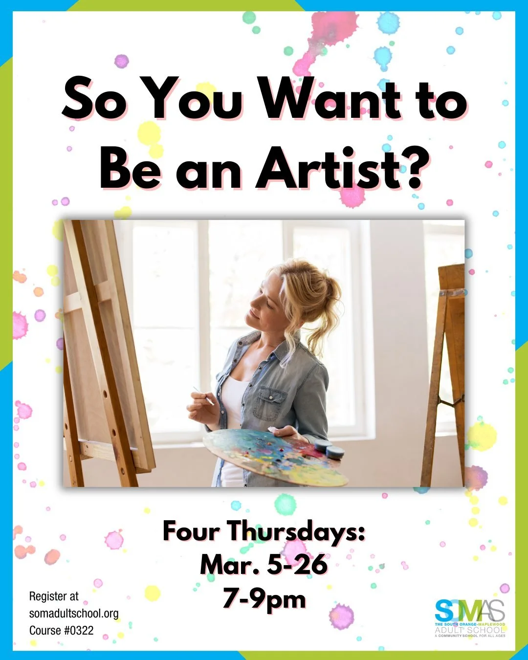 Don't Miss "So You Want to Be an Artist" starting on Thursday, Mar. 5 with instructor @sandra_charlap 🎨

Have you always wanted to explore your creativity but have no idea where to begin? This class will help you find your way by giving pr