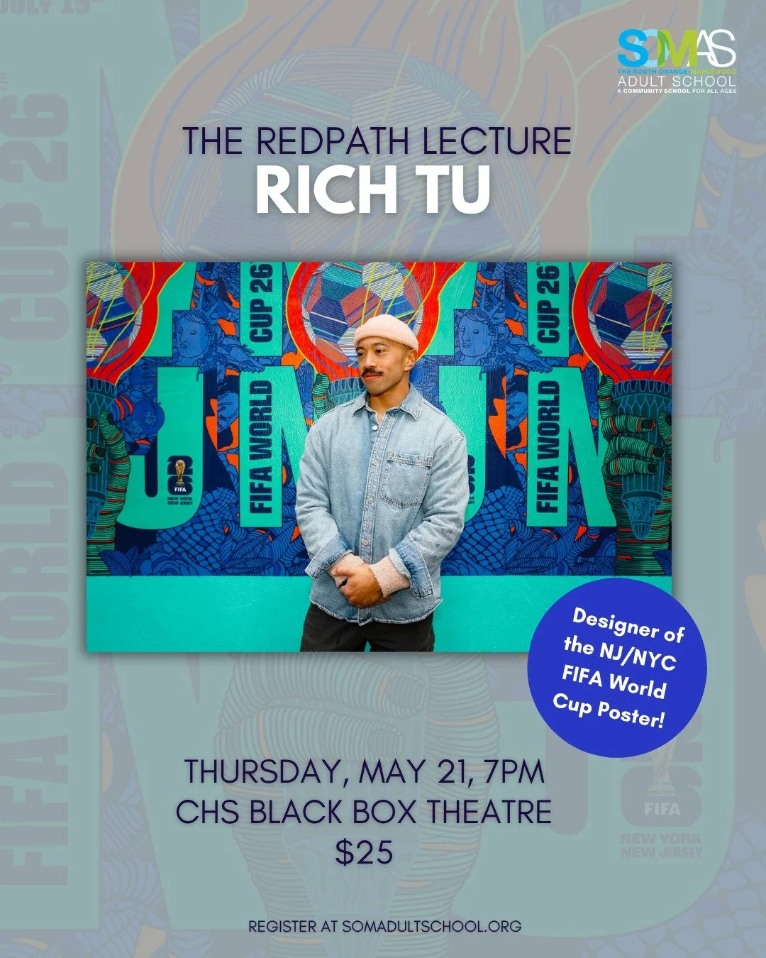The Adult School celebrates Asian American and Pacific Islander Heritage Month with an inspiring talk from visionary designer and artist Rich Tu (@rich_tu) on Thursday, May 21! The talk will also mark our annual Redpath lecture. 

South Orange born R