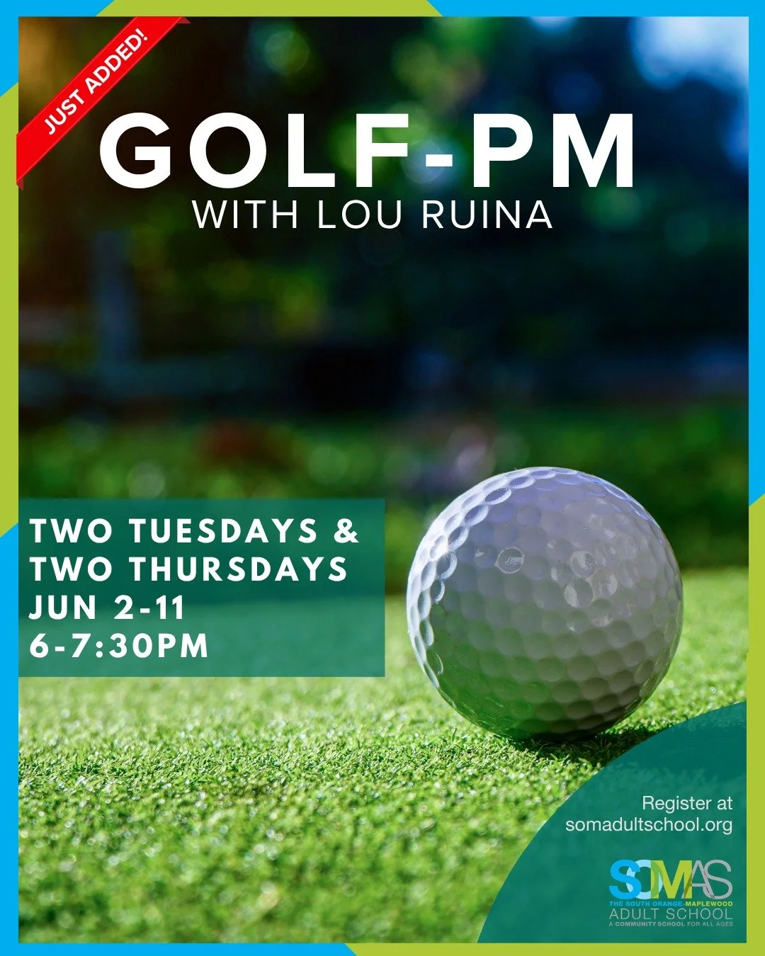 JUST ADDED: Golf-PM starting on Jun. 2 🏌

Learn the basics of golf in two weeks. All facets of golf will be discussed in a relaxed and informal atmosphere. Equipment will be provided. The lessons take place at Millburn Municipal Golf Course. 

Regis