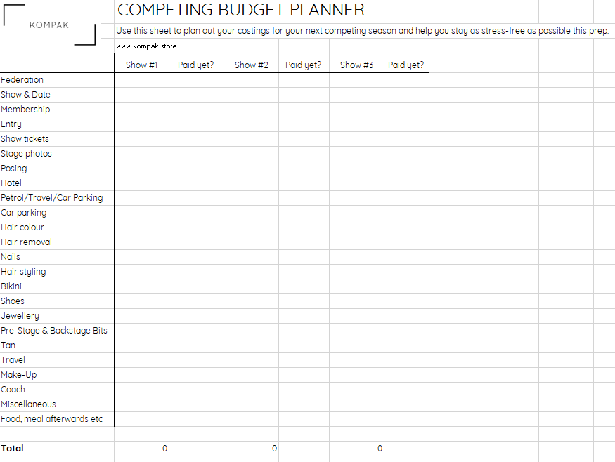 Competing budget panner KOMPAK bodybuilding