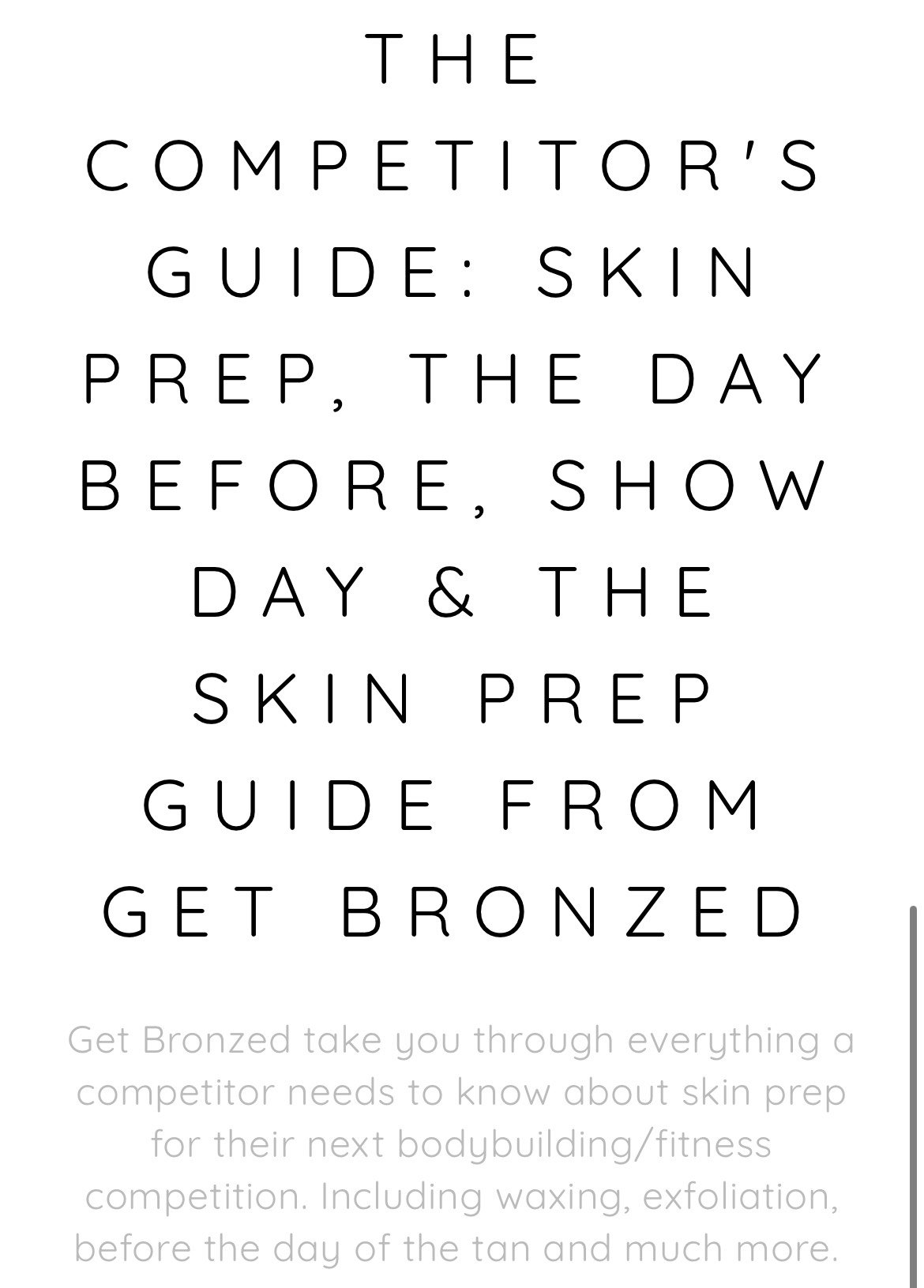 KOMPAK Bodybuilding competition skin prep advice tanning