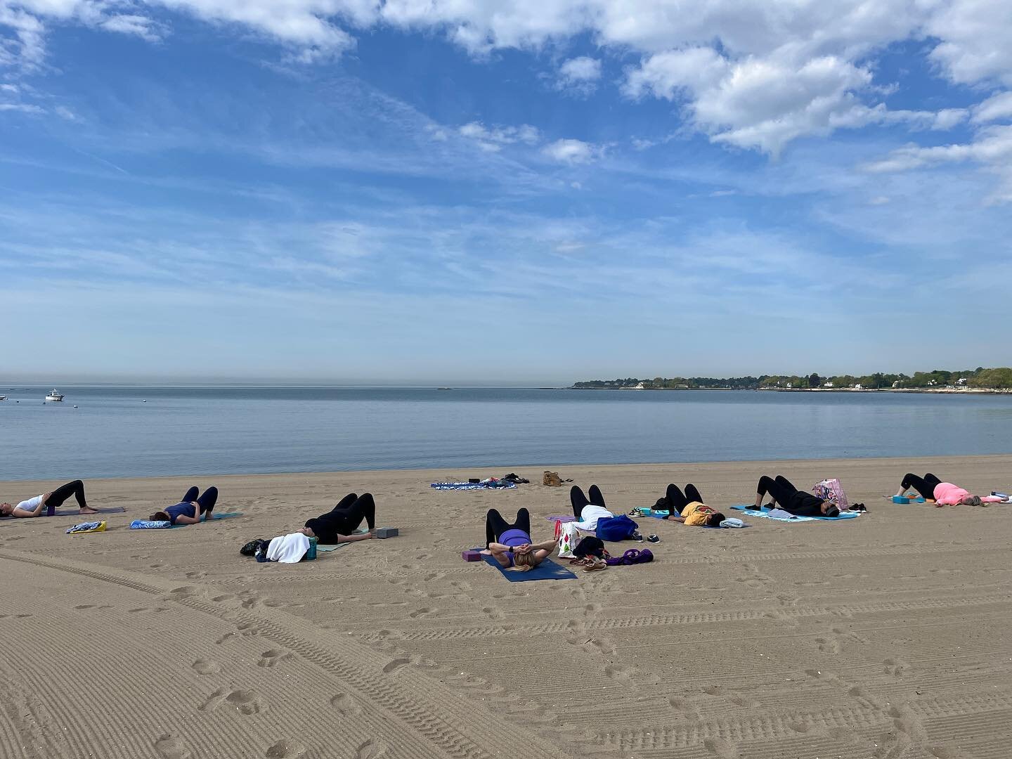 This gorgeous morning. Supported bridge with a dozen yogis. Taking time to honor their body and soul. #darienparkrec #yinyoga #breathwork #traumainformed #goddess