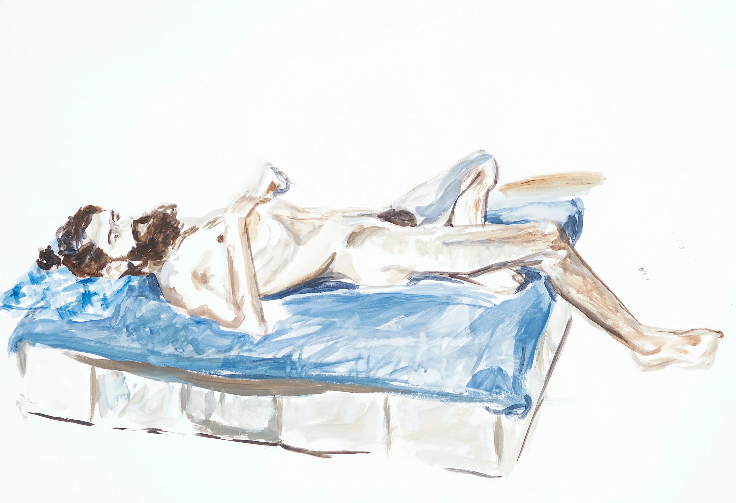 Watercolour life drawing (man lying down), 2018