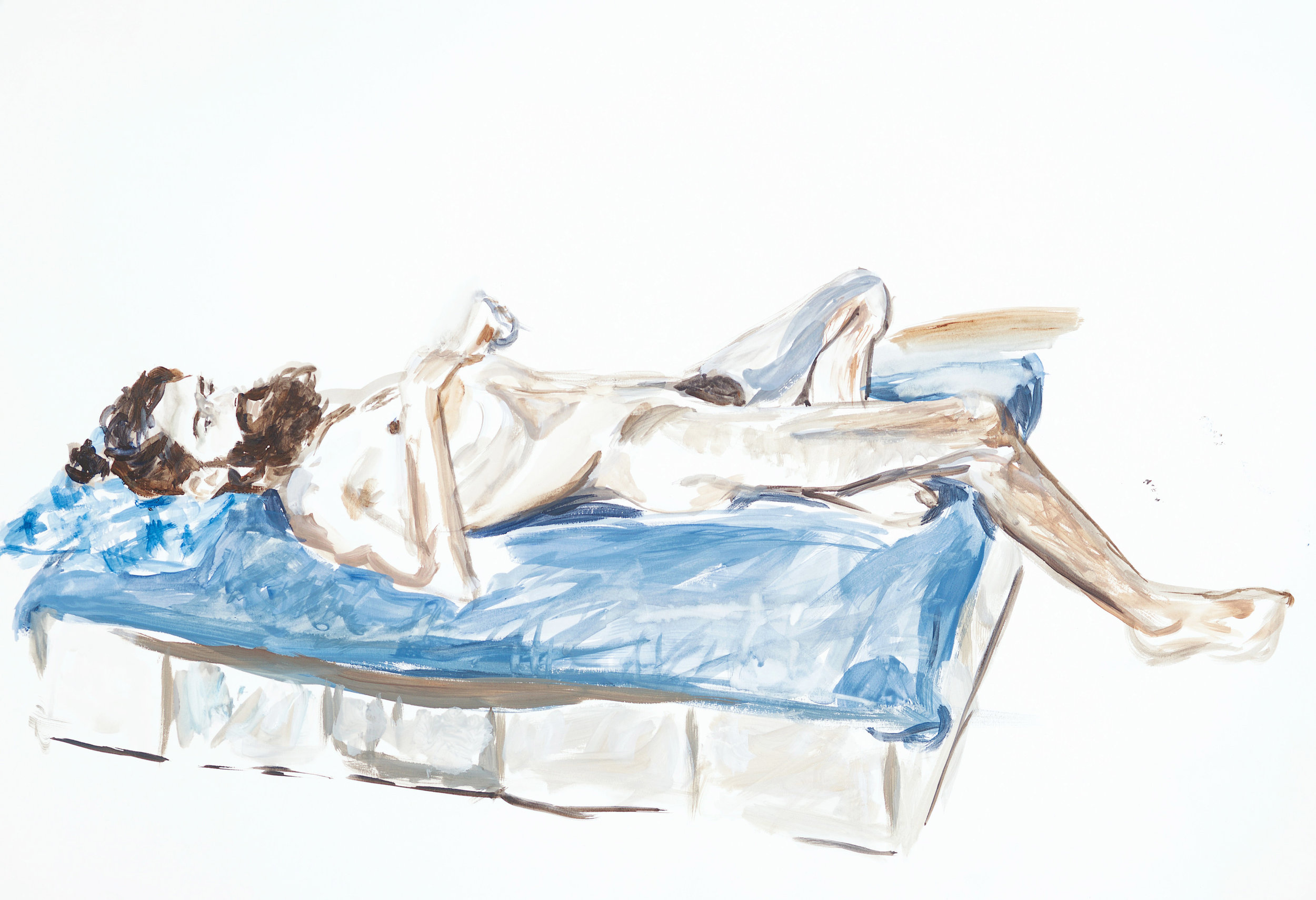 Watercolour life drawing (man lying down), 2018