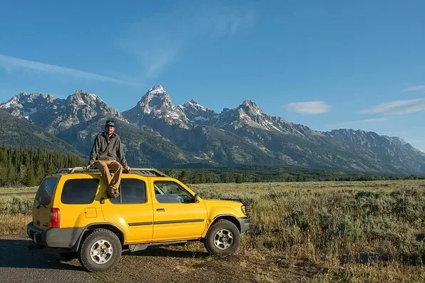Posing in front of the Grand Tetons, Wyoming.