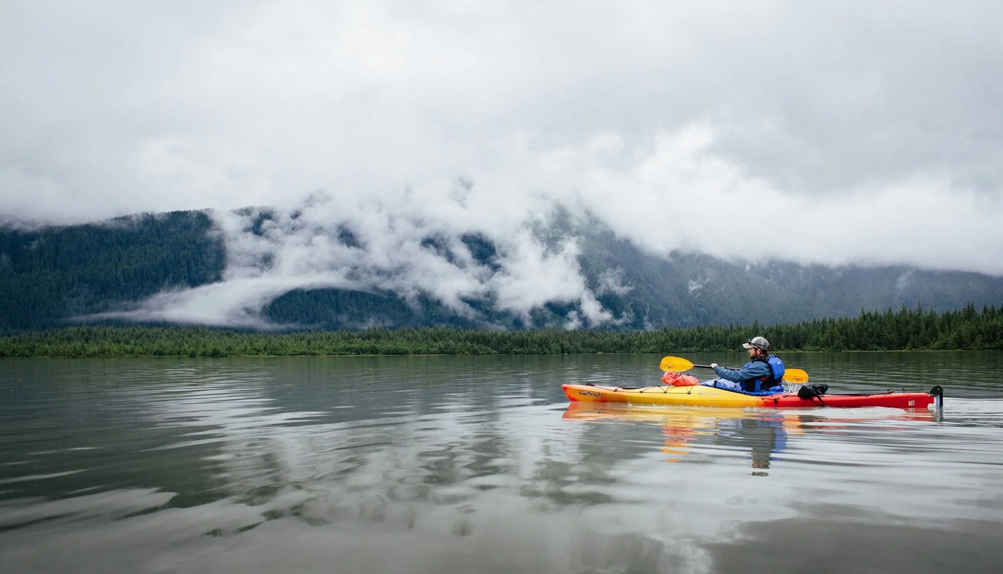 Kayaking Mendenhall Lake. PC: Derek Bedwell