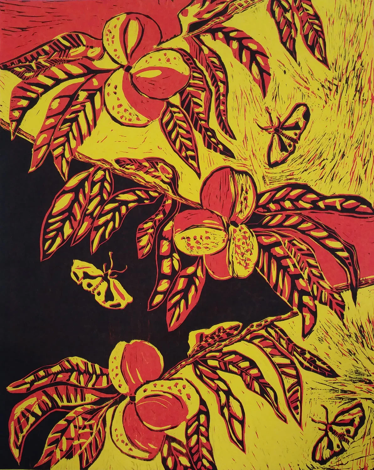 Peaches with Tiger Moths