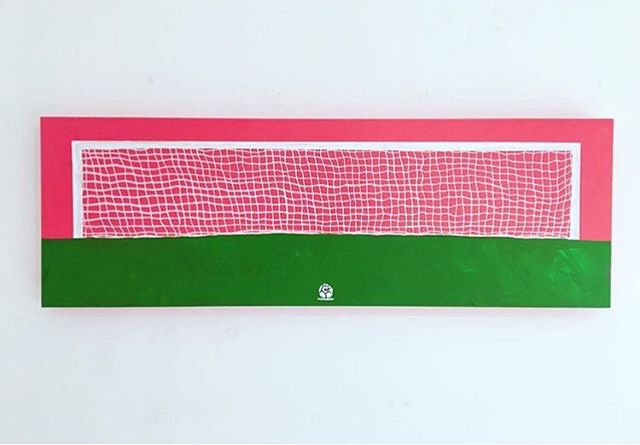 One of my favourite canvases from last year. SOLD 🔴 at my solo show &lsquo;Life Goals&rsquo; at @prescriptionart 🥅 ⚽️ 🌱 .
.
.
&lsquo;10 Yards From Destiny&rsquo;
Acrylic on Canvas 
120cm x 60cm
Original
2018
.
.
.
.
.
.
.
.
.
#football #painting #