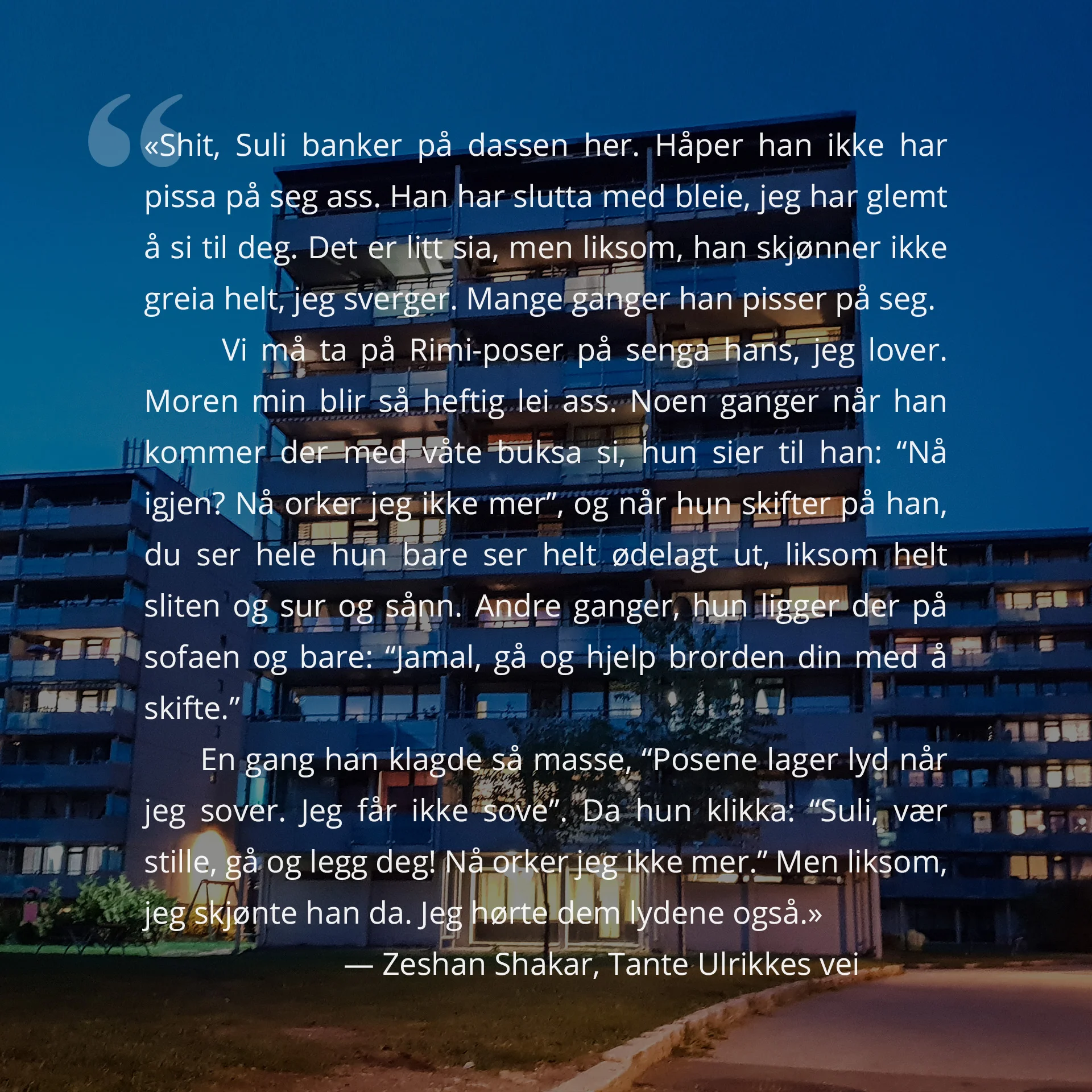 Syklet opp til Stovner en kveld og tok noen bilder. Bak sitatet er blokkene Mo og Jamal vokser opp i.
