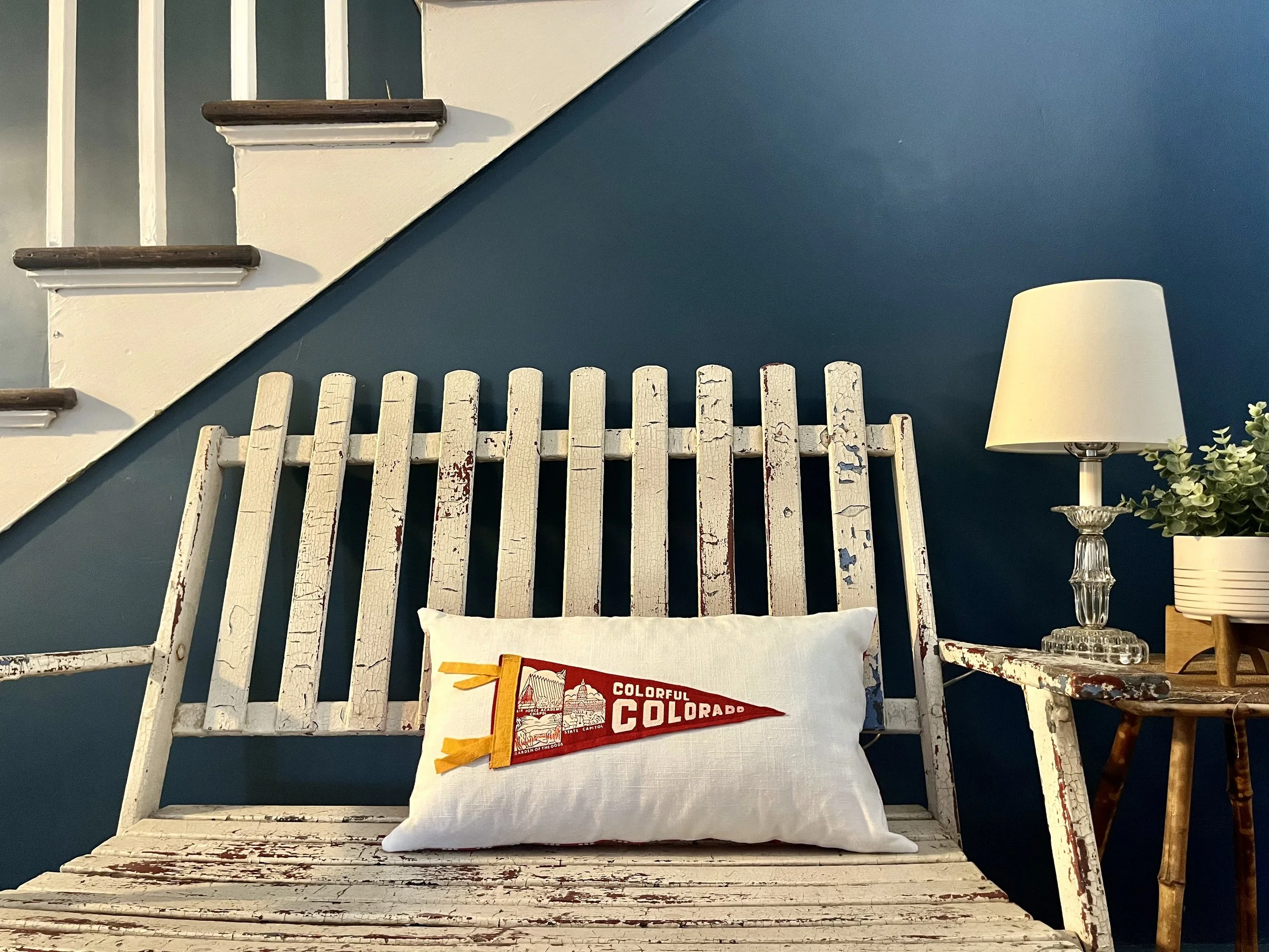 Vintage Colorado souvenir pennant decorative pillow